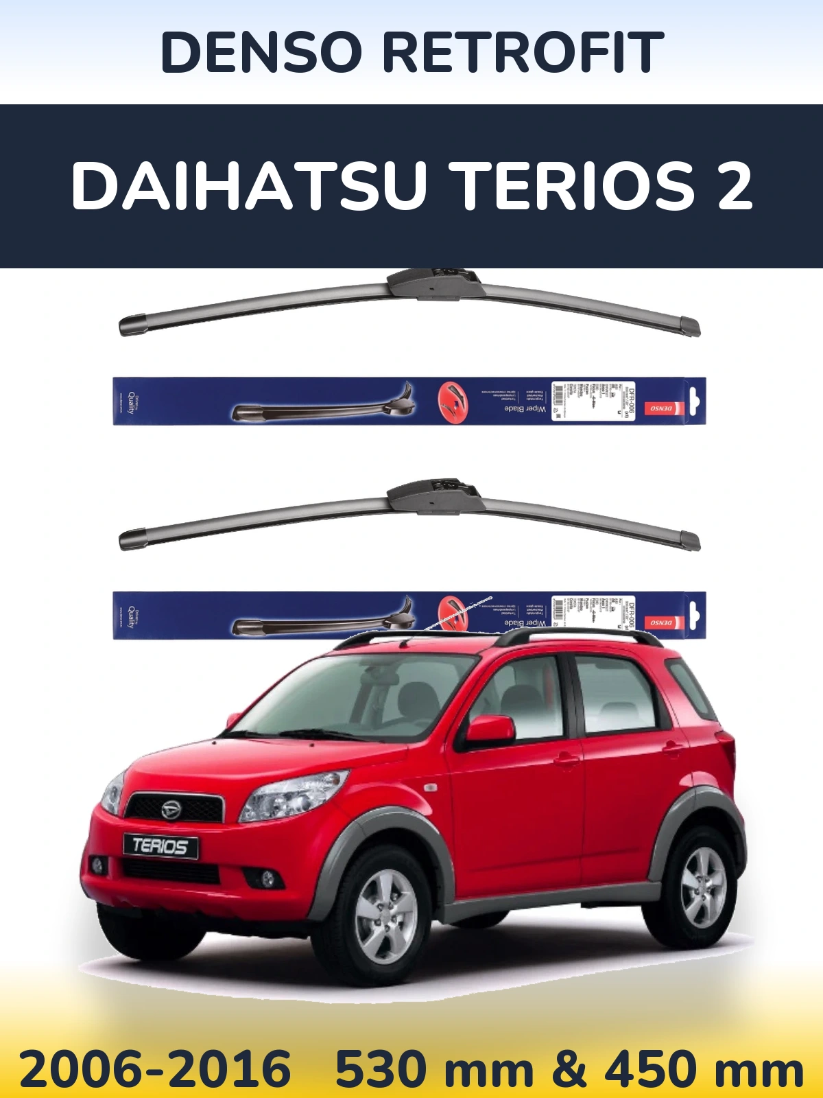 Sada předních stěračů Denso Retrofit 530 a 450 mm pro Daihatsu Terios 2 2006-2016