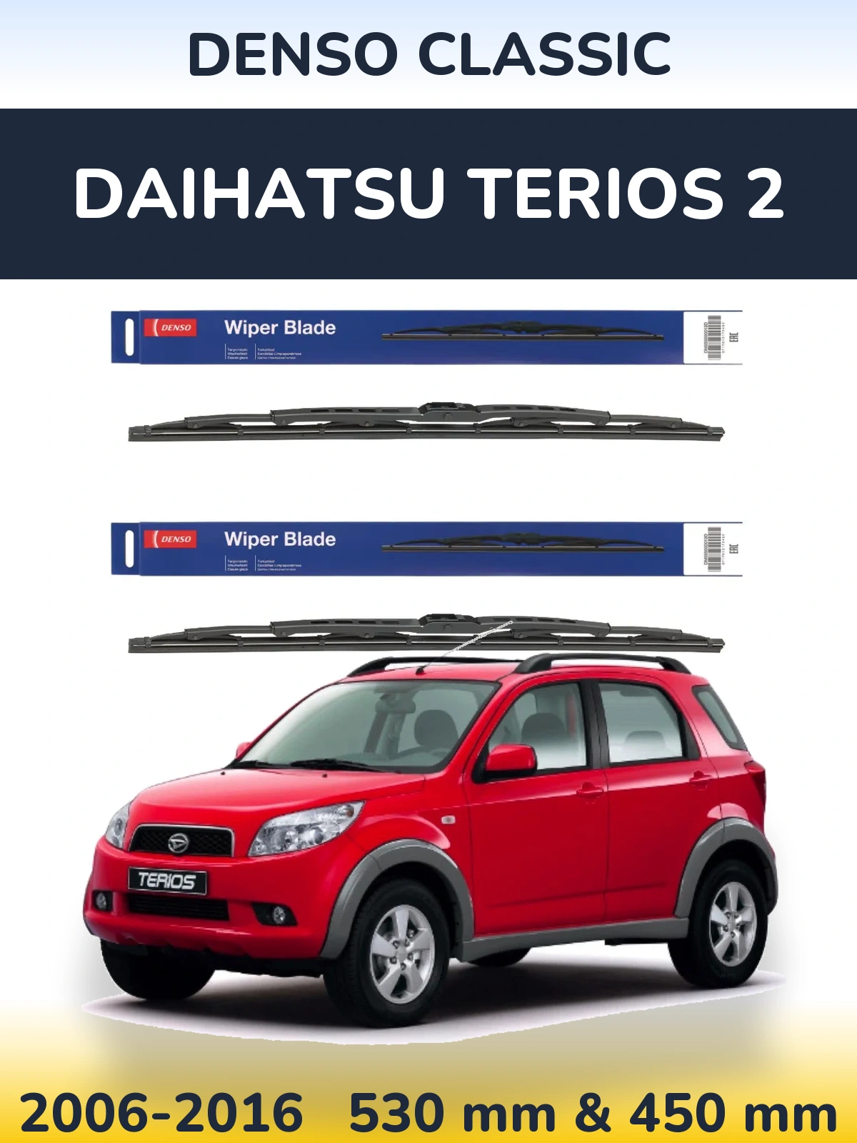 Sada předních stěračů Denso Classic 530 a 450 mm pro Daihatsu Terios 2 2006-2016