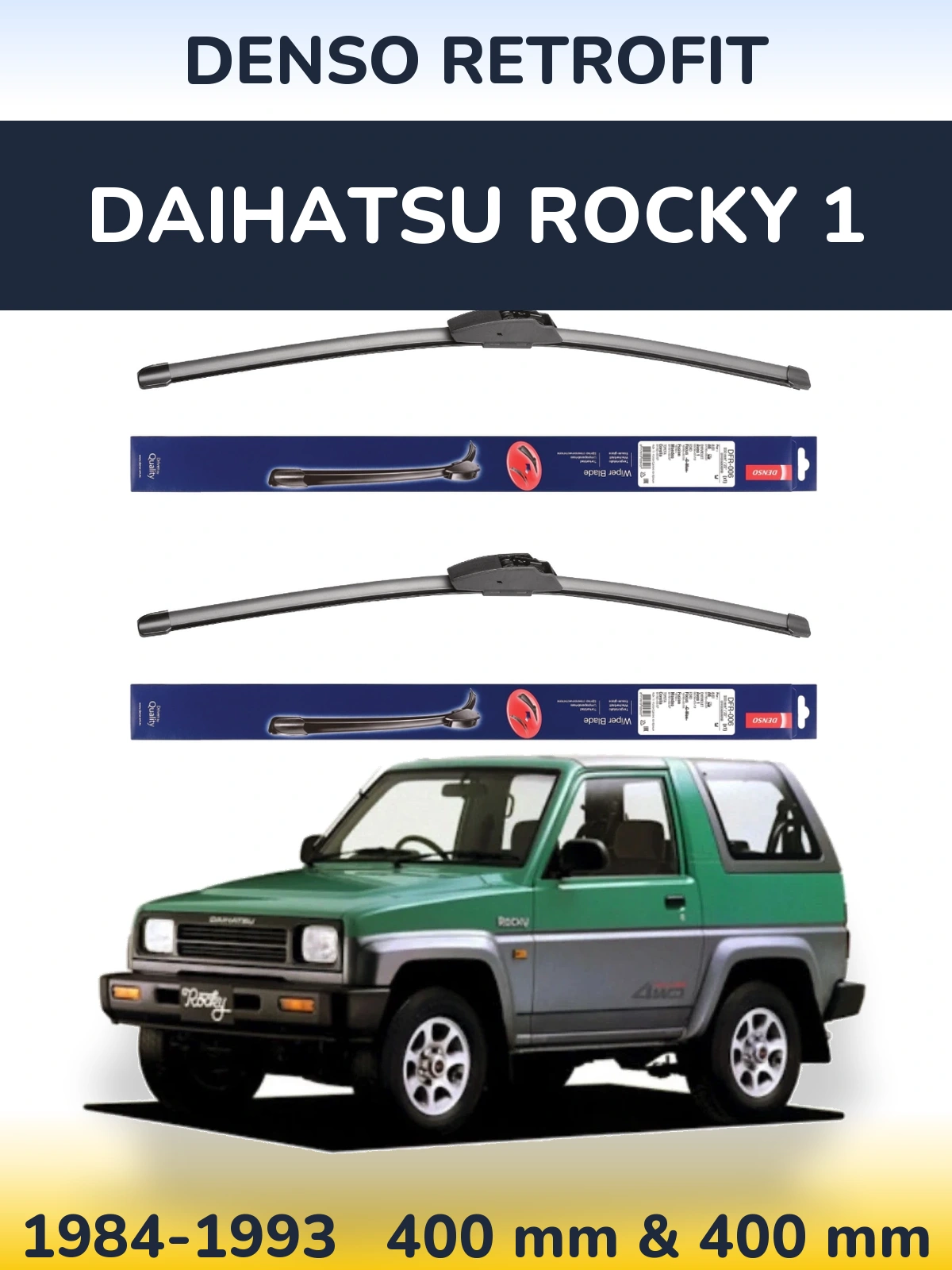 Sada předních stěračů Denso Retrofit 400 a 400 mm pro Daihatsu Rocky 1 1984-1993