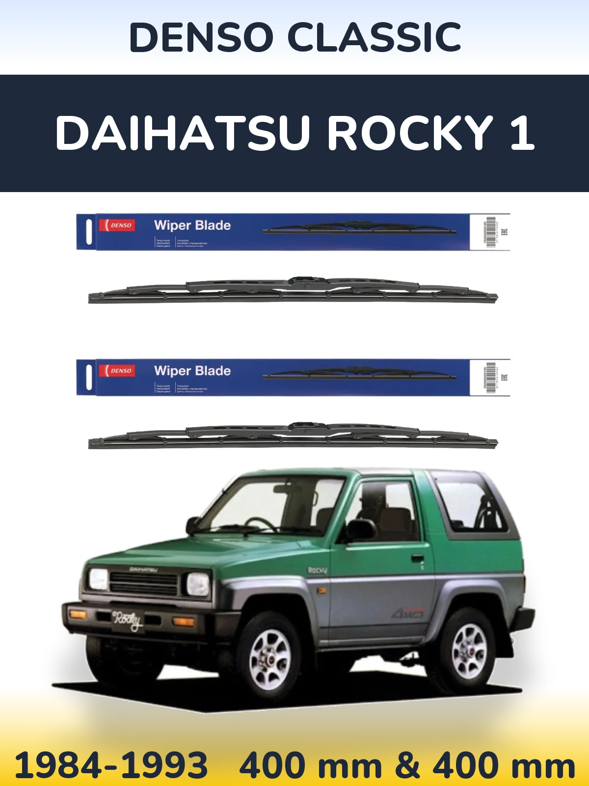 Sada předních stěračů Denso Classic 400 a 400 mm pro Daihatsu Rocky 1 1984-1993