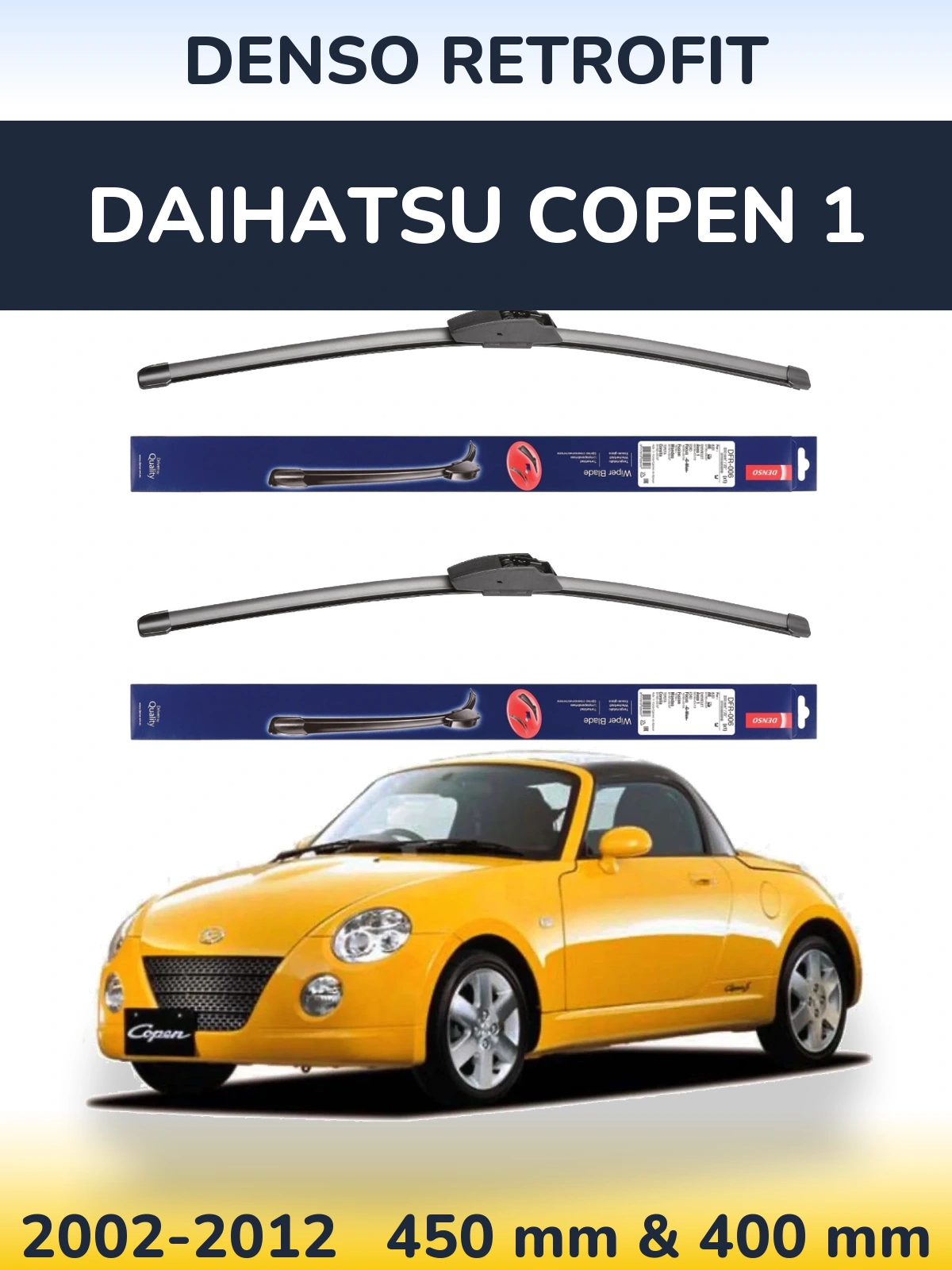 Комплект передніх щіток Denso Retrofit 450 & 400 мм для Daihatsu Copen 1 2002-2012