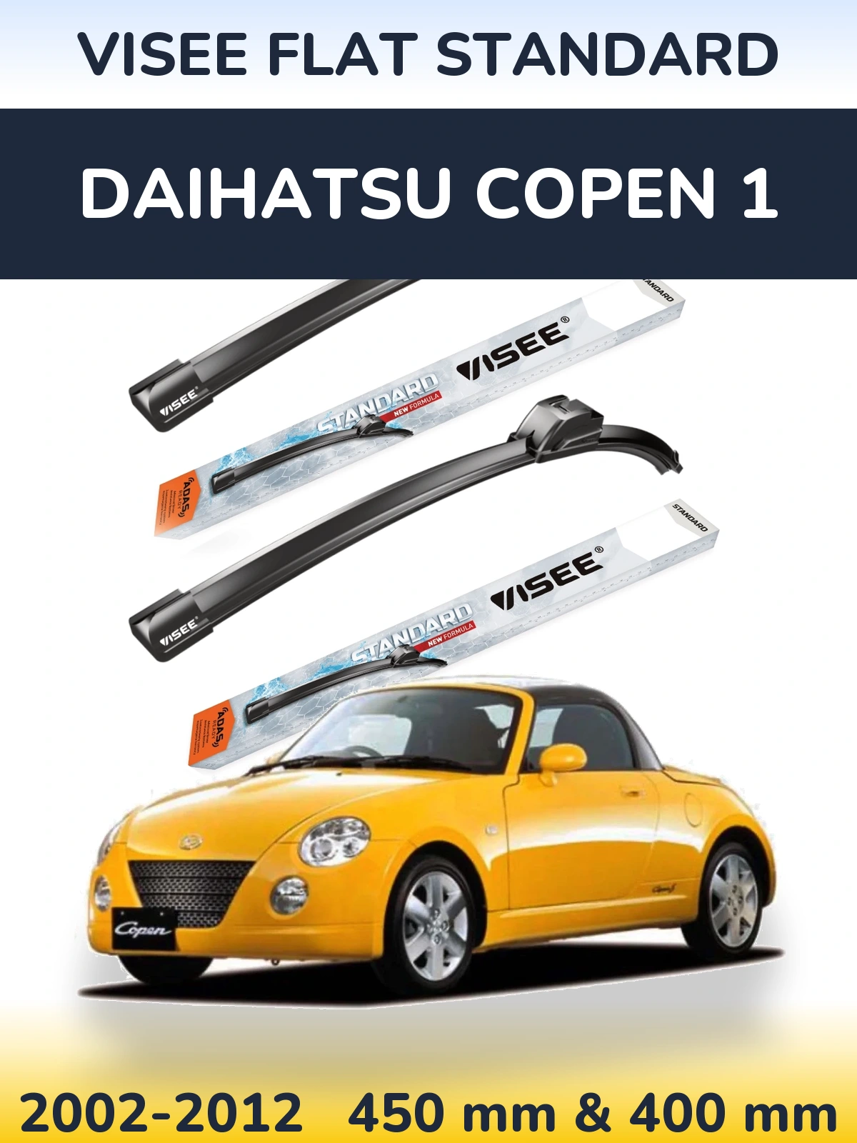 Комплект передніх щіток VISEE FLAT STANDARD 450 & 400 мм для Daihatsu Copen 1 2002-2012