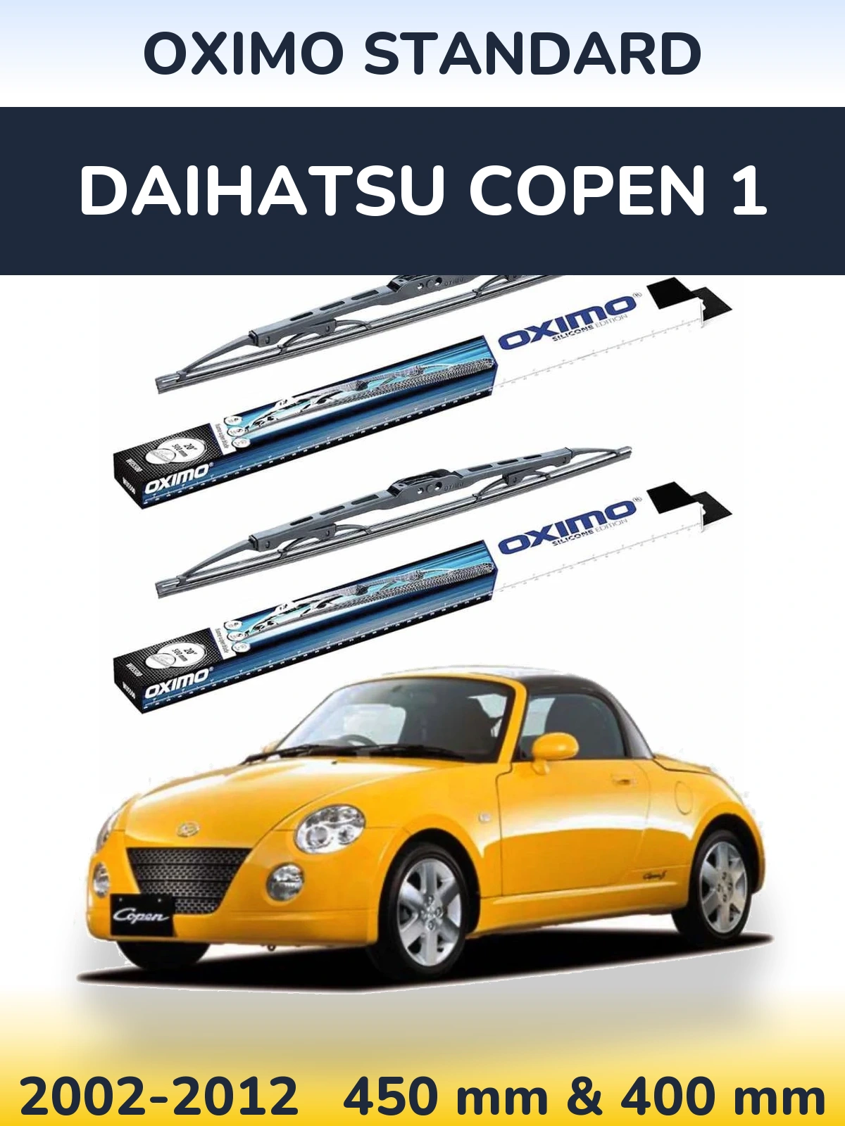 Sada předních stěračů Oximo Standard 450 a 400 mm pro Daihatsu Copen 1 2002-2012