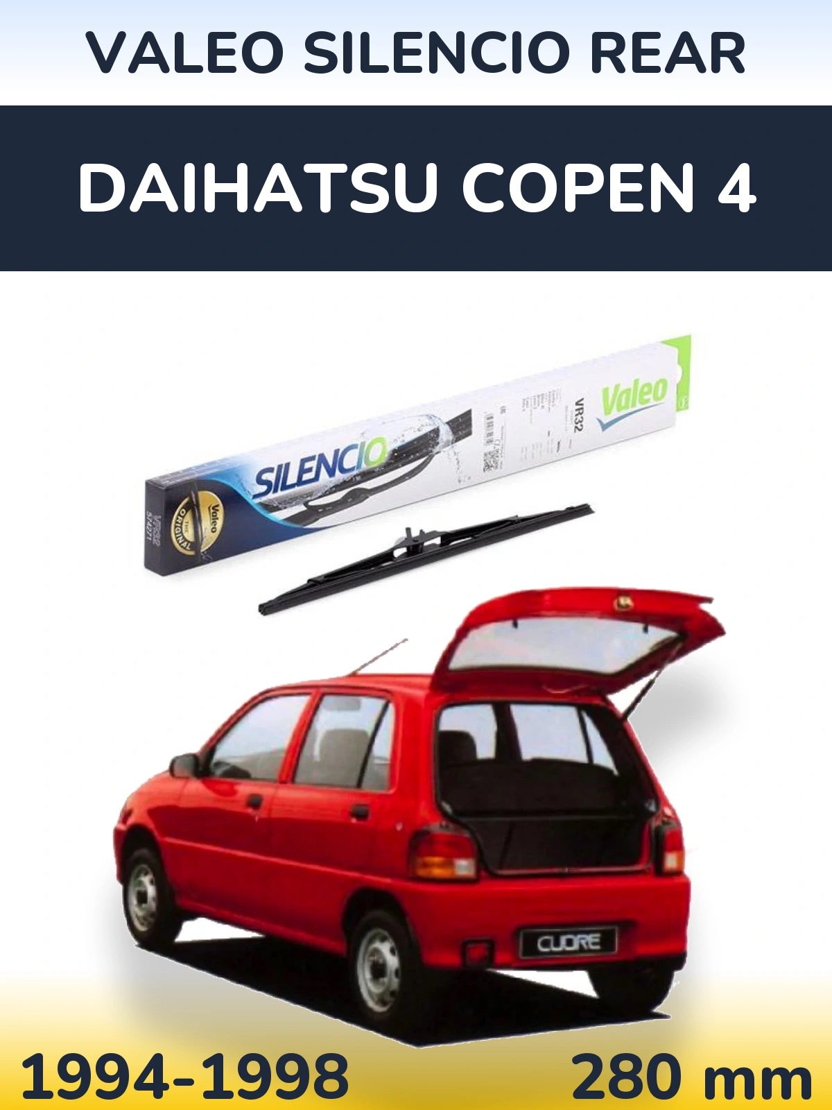 Zadní stěrač Valeo Silencio Rear 280 mm pro Daihatsu Copen 4 1994-1998