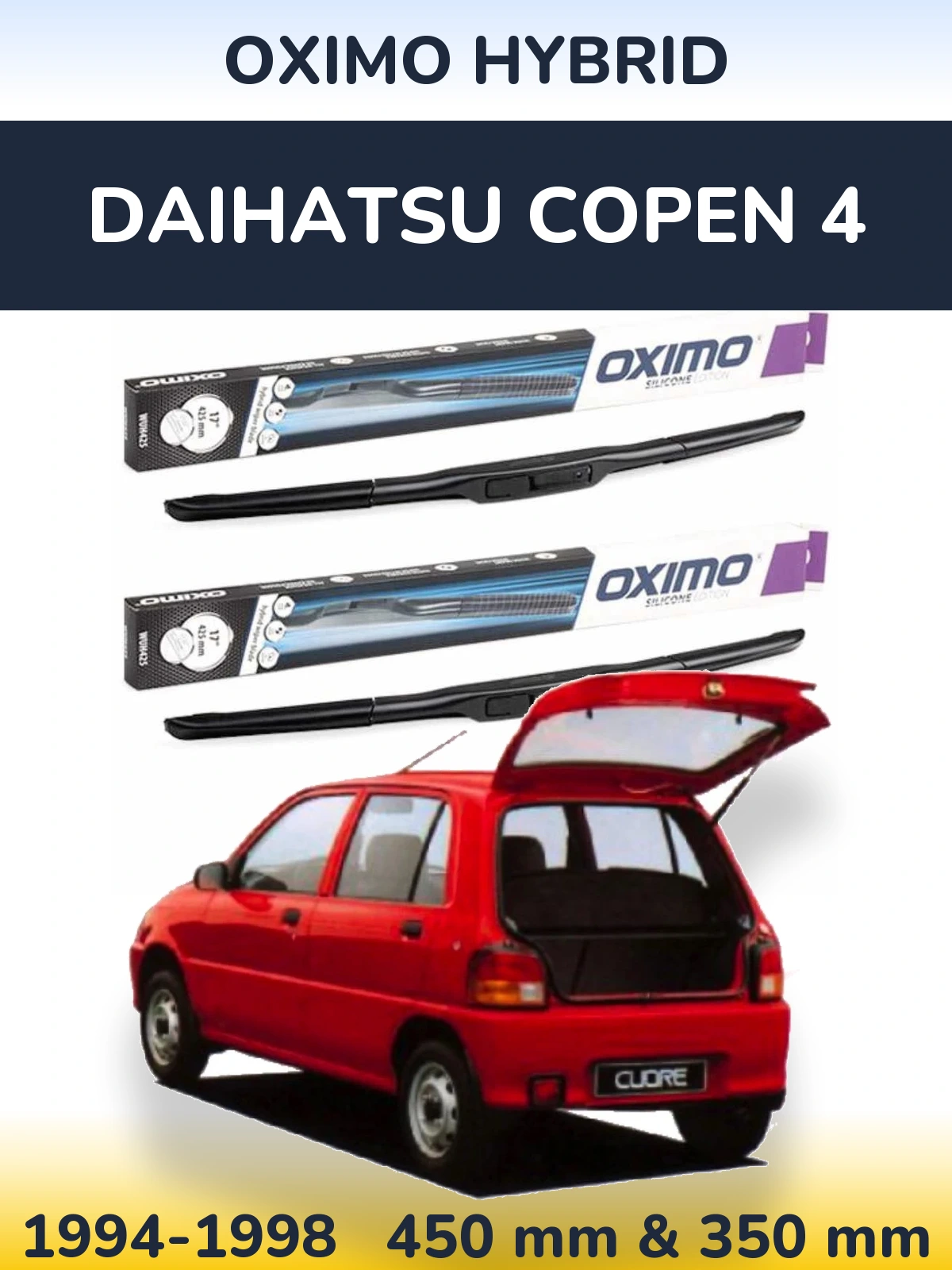 Комплект передніх щіток Oximo Hybrid 450 & 350 мм для Daihatsu Copen 4 1994-1998