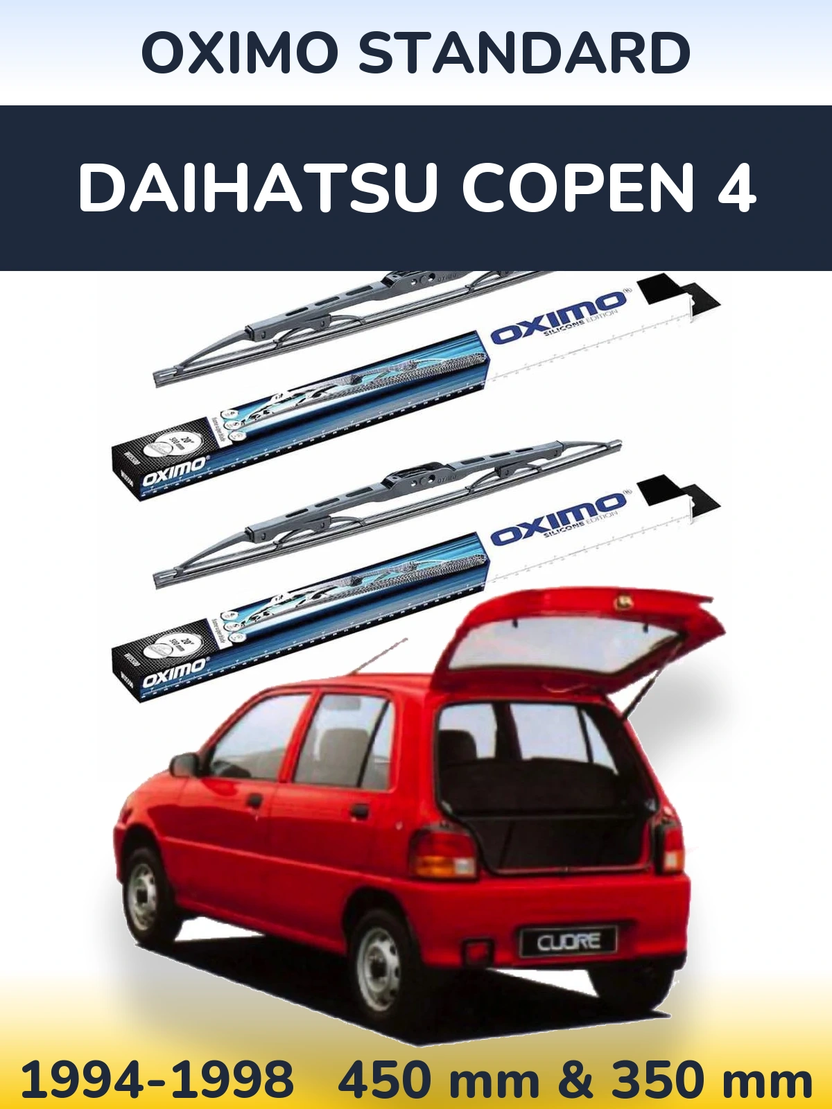 Sada předních stěračů Oximo Standard 450 a 350 mm pro Daihatsu Copen 4 1994-1998