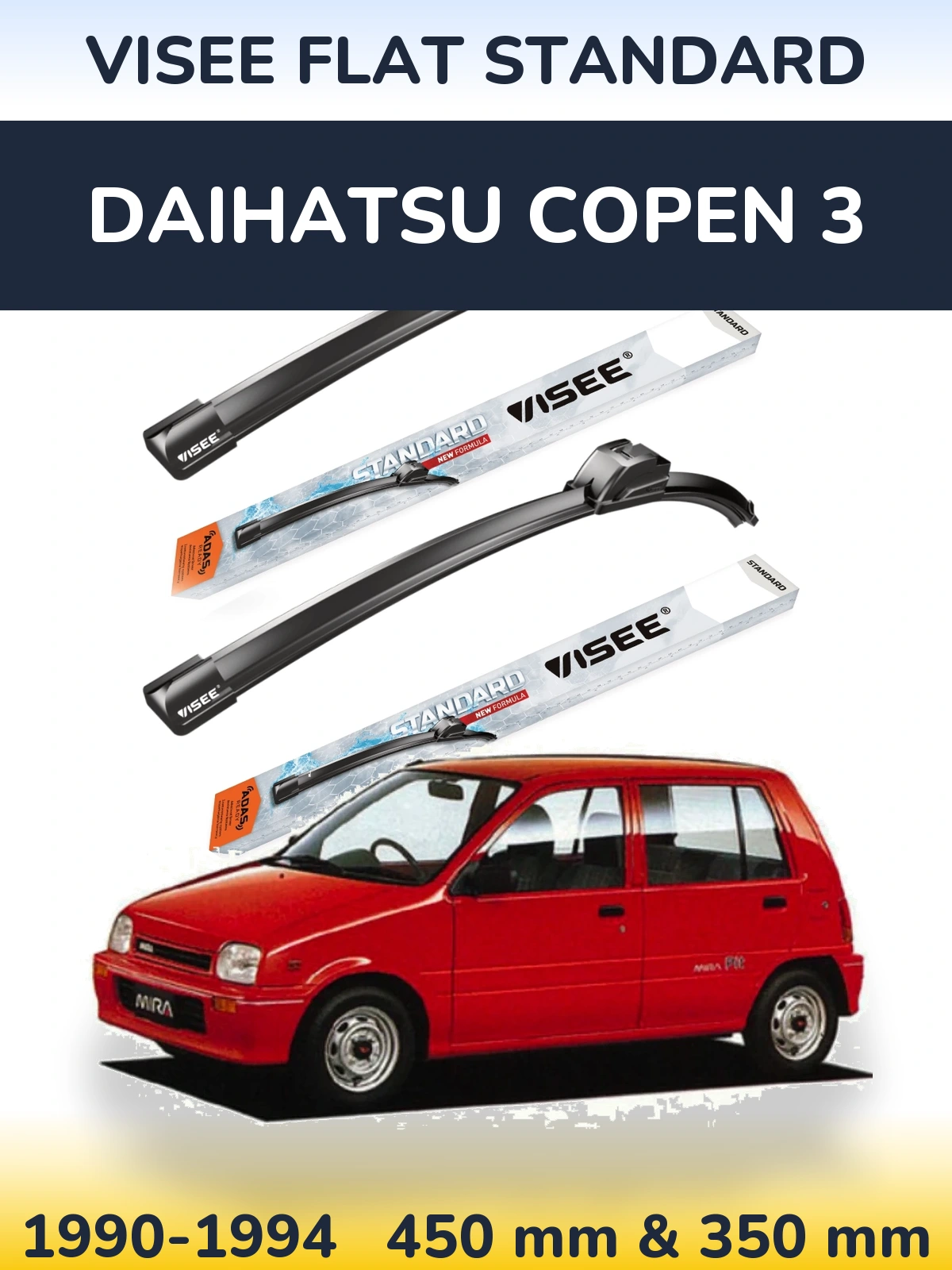 Sada předních stěračů VISEE FLAT STANDARD 450 a 350 mm pro Daihatsu Copen 3 1990-1994