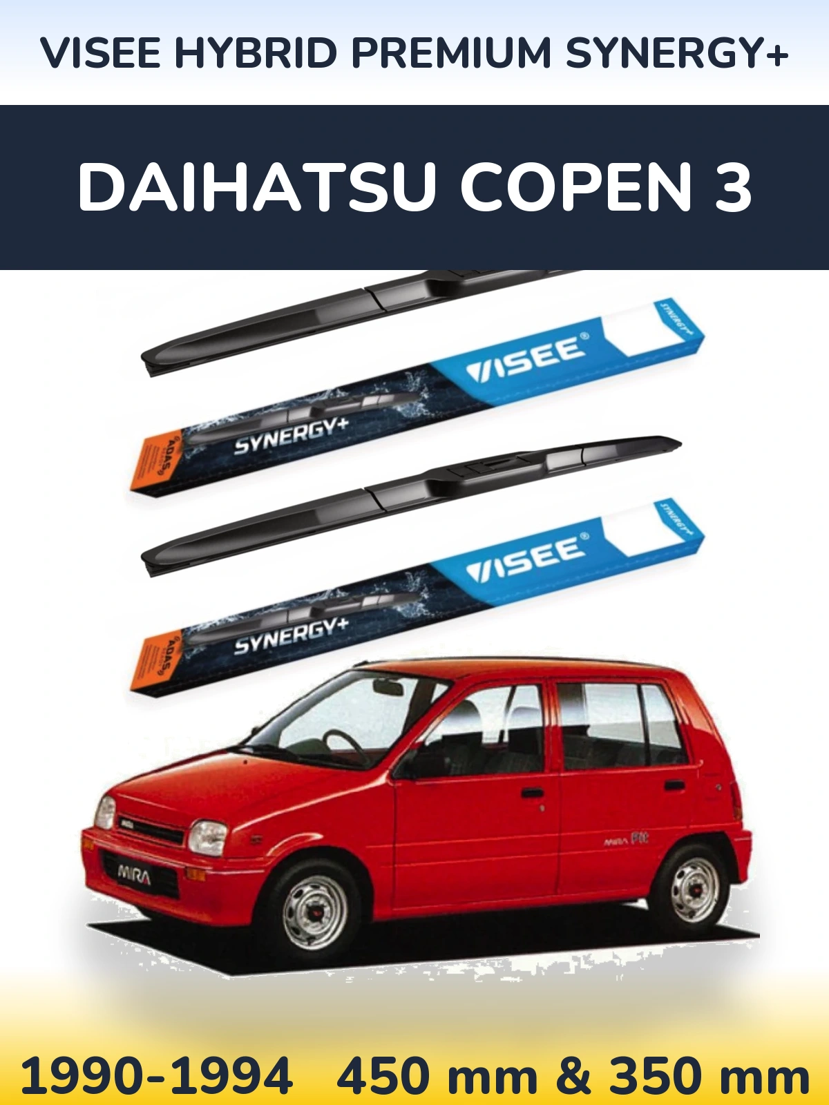 Sada předních stěračů VISEE HYBRID PREMIUM SYNERGY+ 450 a 350 mm pro Daihatsu Copen 3 1990-1994