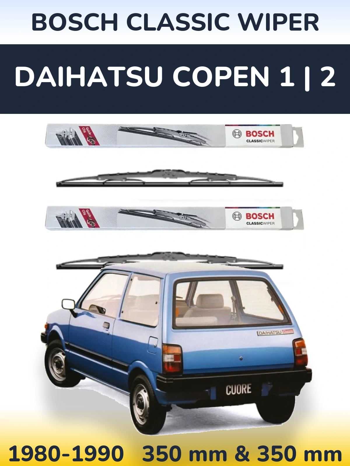 Sada předních stěračů BOSCH Classic Wiper 340 a 340 mm pro Daihatsu Copen 1 | 2 1980-1990