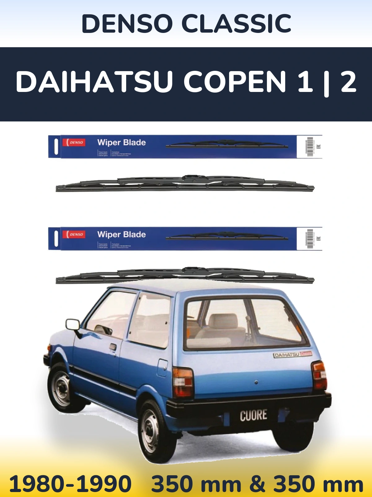Sada předních stěračů Denso Classic 350 a 350 mm pro Daihatsu Copen 1 | 2 1980-1990