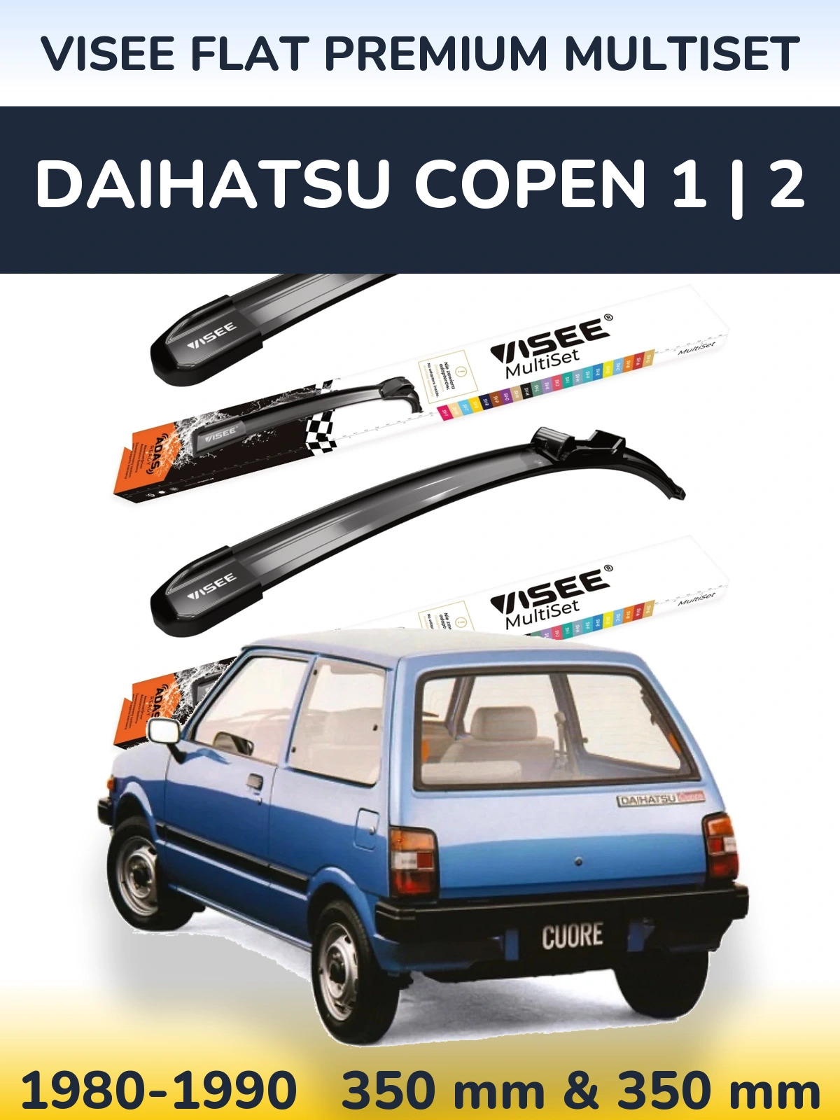 Sada předních stěračů VISEE FLAT PREMIUM MultiSet 350 a 350 mm pro Daihatsu Copen 1 | 2 1980-1990