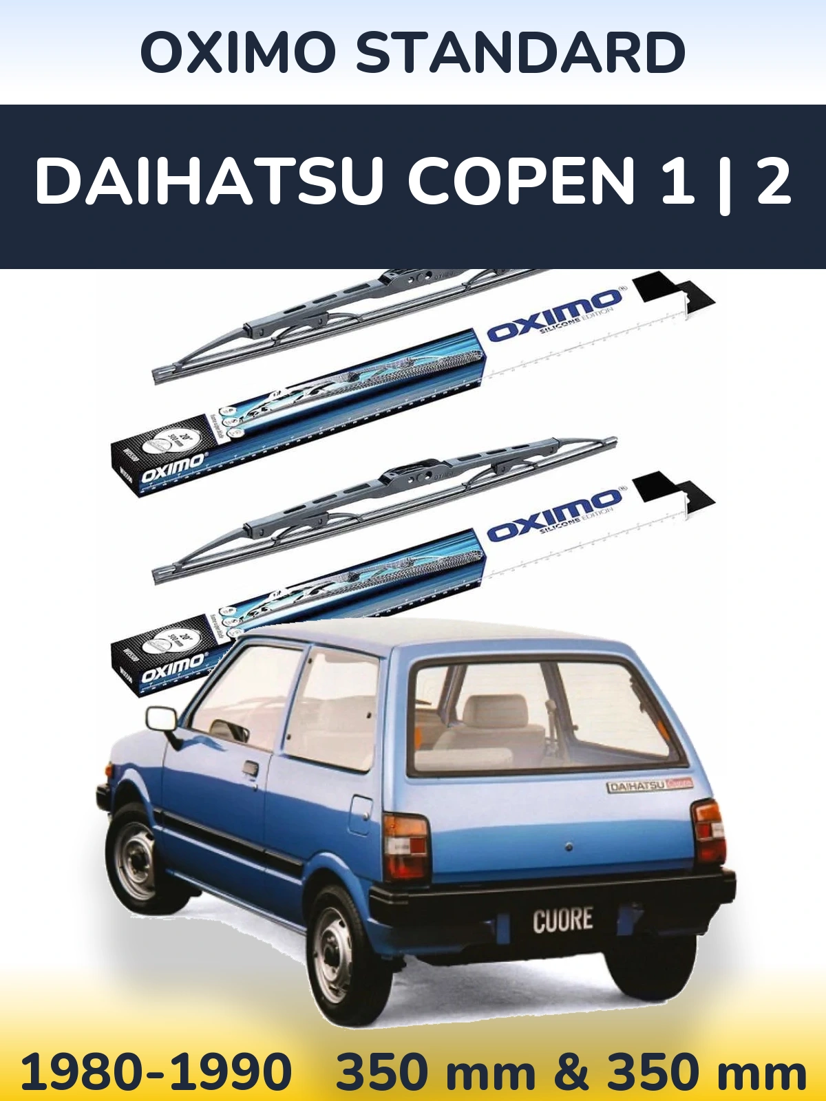 Комплект передніх щіток Oximo Standard 350 & 350 мм для Daihatsu Copen 1 | 2 1980-1990
