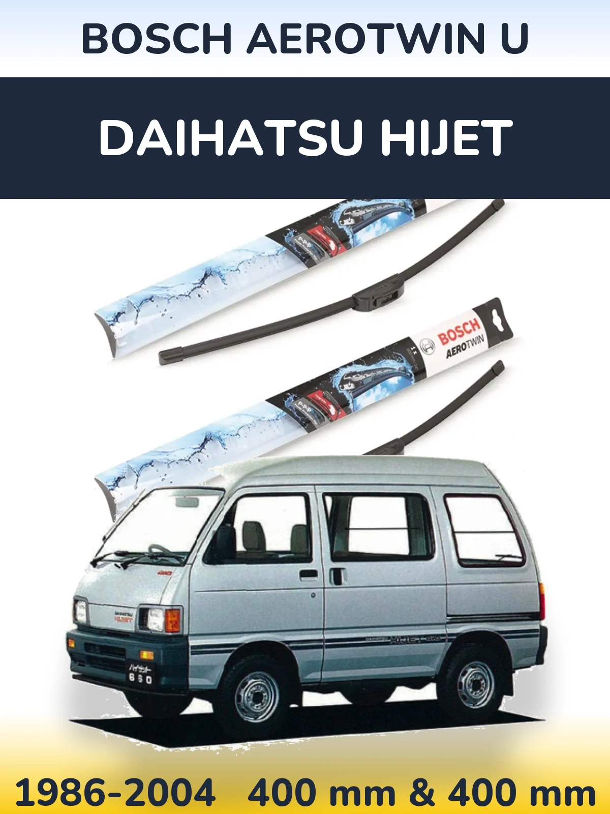 Sada předních stěračů BOSCH AeroTwin U 400 a 400 mm pro Daihatsu HiJet 1986-2004