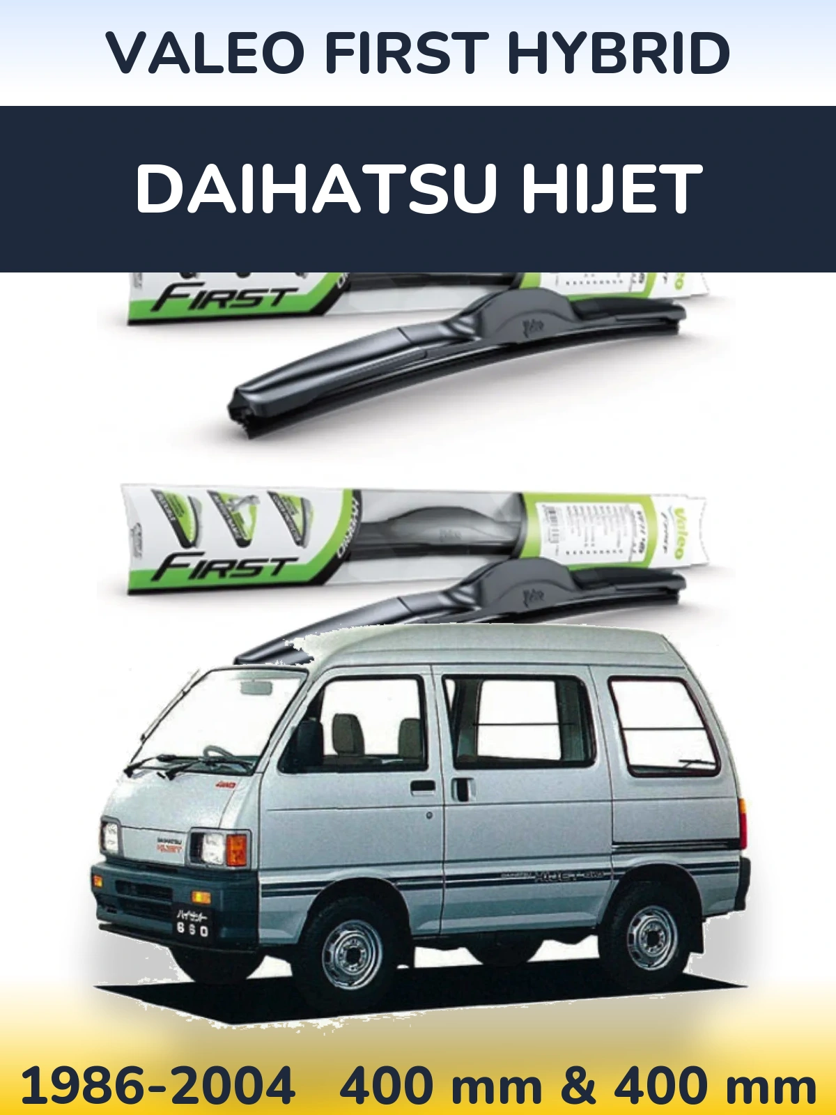 Sada předních stěračů Valeo First Hybrid 400 a 400 mm pro Daihatsu HiJet 1986-2004