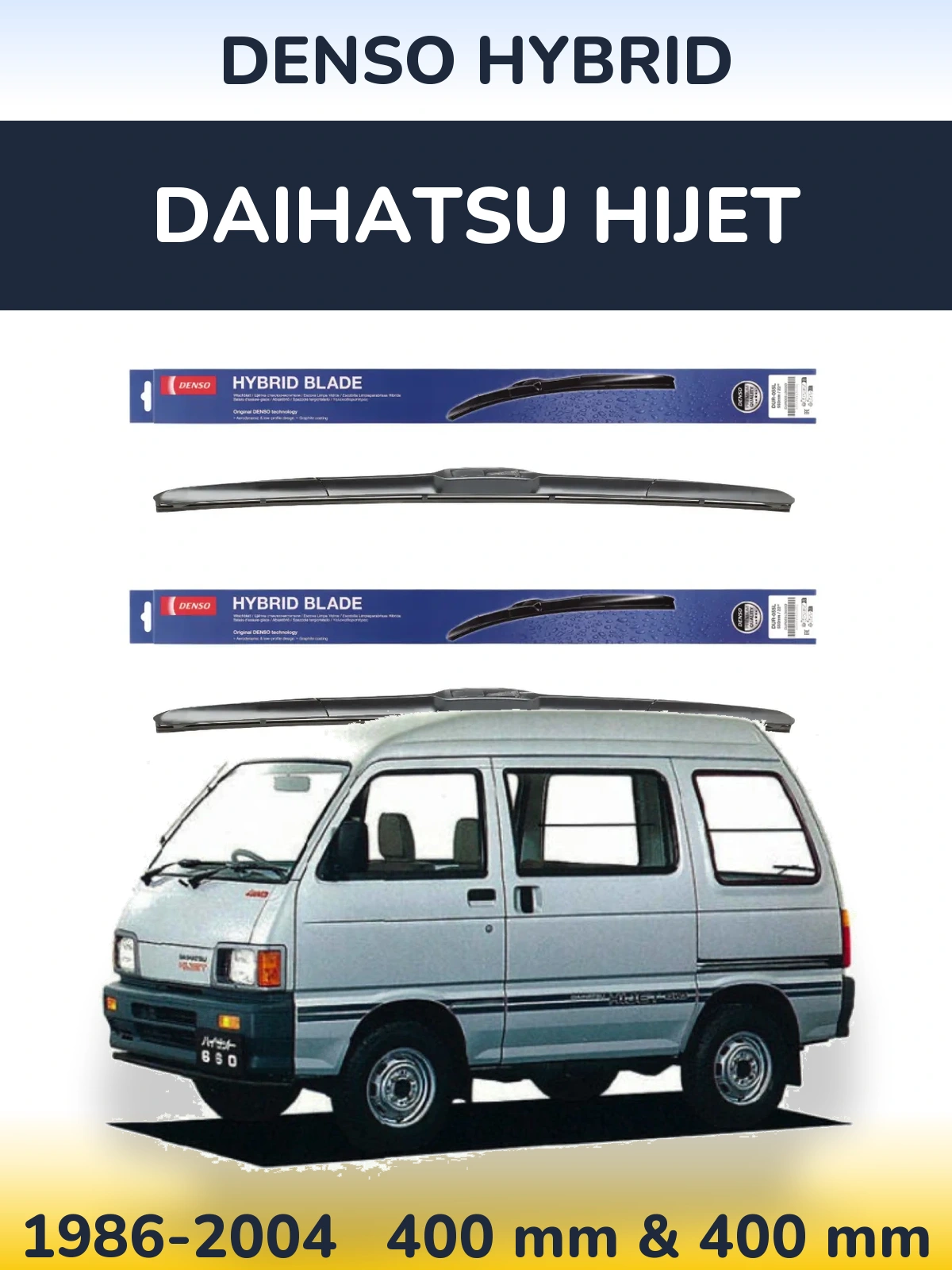 Sada předních stěračů Denso Hybrid 400 a 400 mm pro Daihatsu HiJet 1986-2004