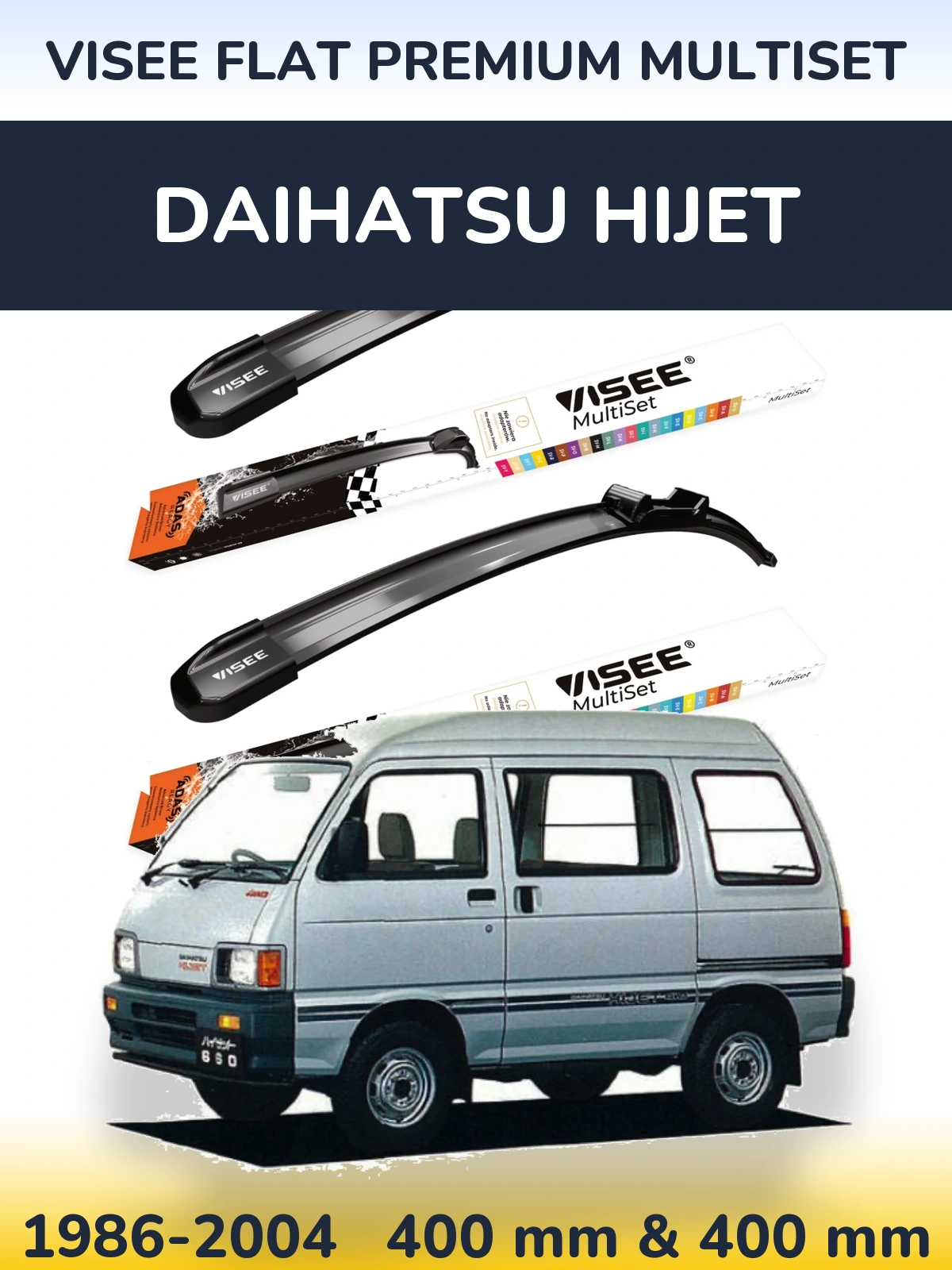 Sada předních stěračů VISEE FLAT PREMIUM MultiSet 400 a 400 mm pro Daihatsu HiJet 1986-2004