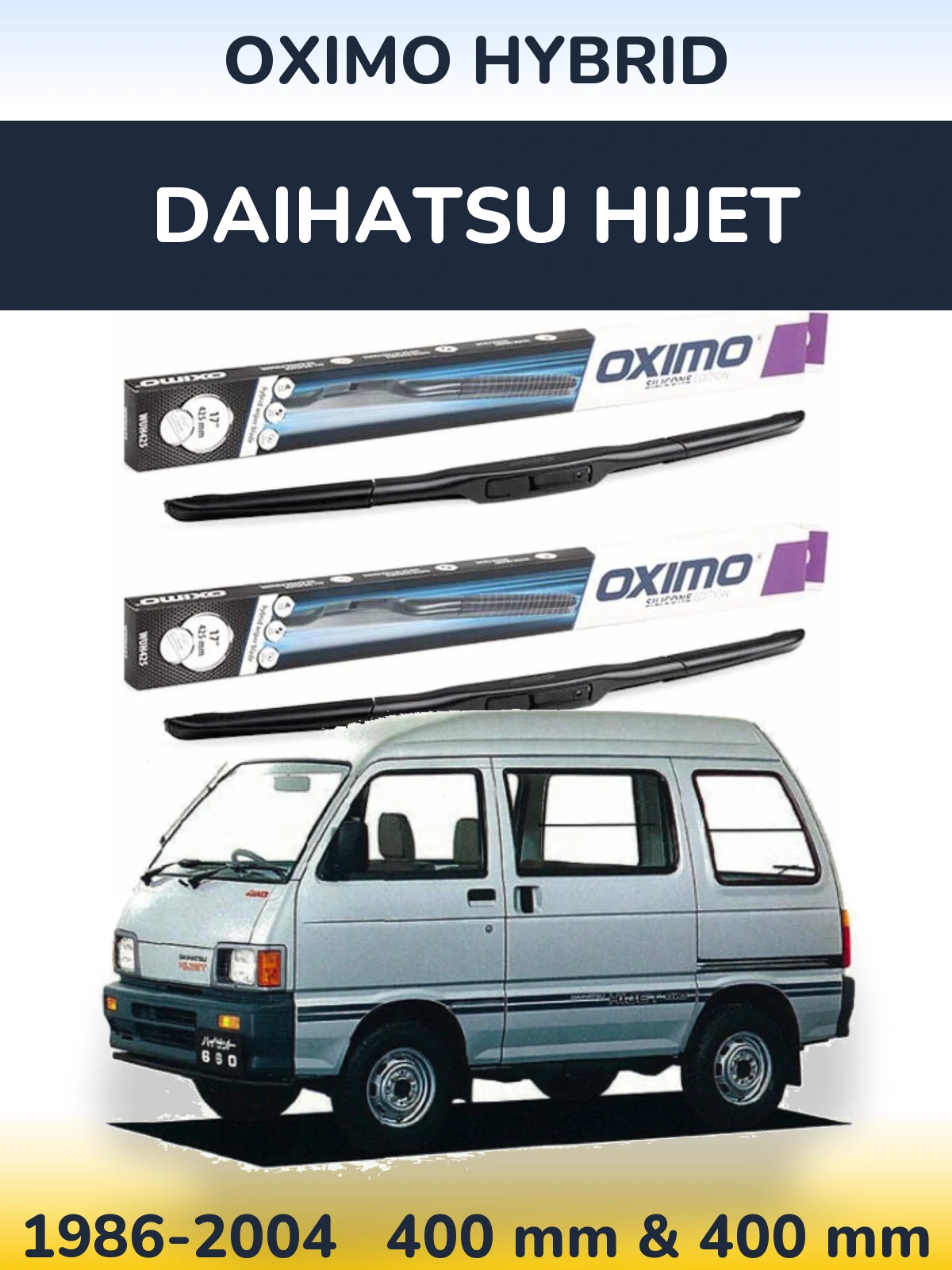 Sada předních stěračů Oximo Hybrid 400 a 400 mm pro Daihatsu HiJet 1986-2004