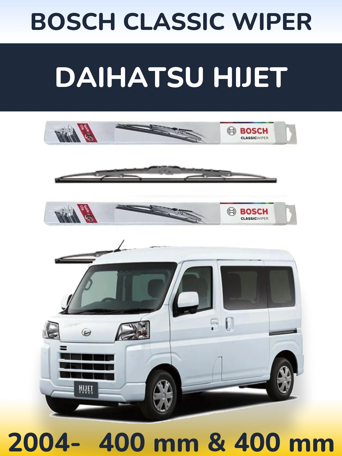 Sada předních stěračů BOSCH Classic Wiper 400 a 400 mm pro Daihatsu HiJet 2004-2026