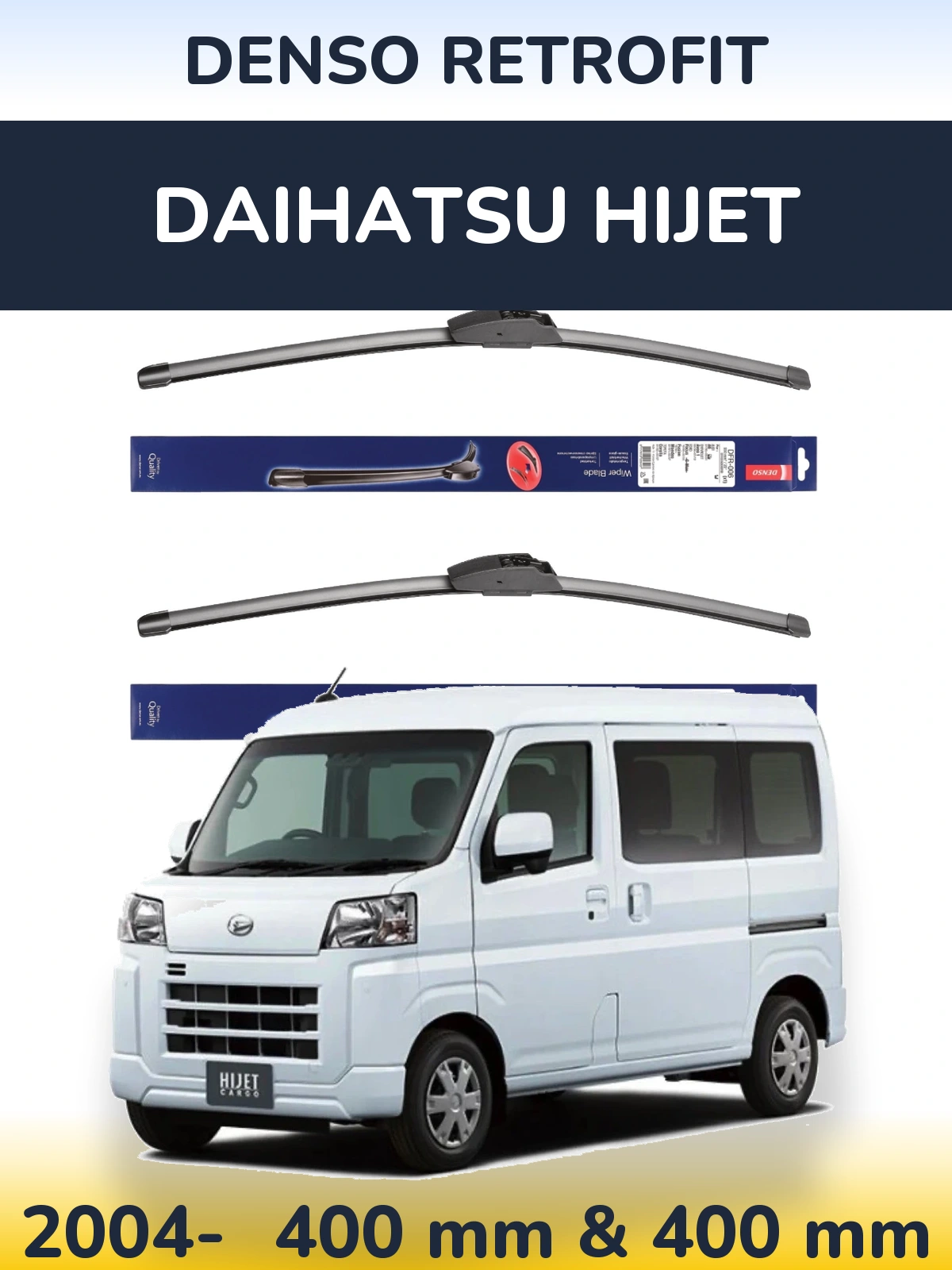 Комплект передніх щіток Denso Retrofit 400 & 400 мм для Daihatsu HiJet 2004-2026
