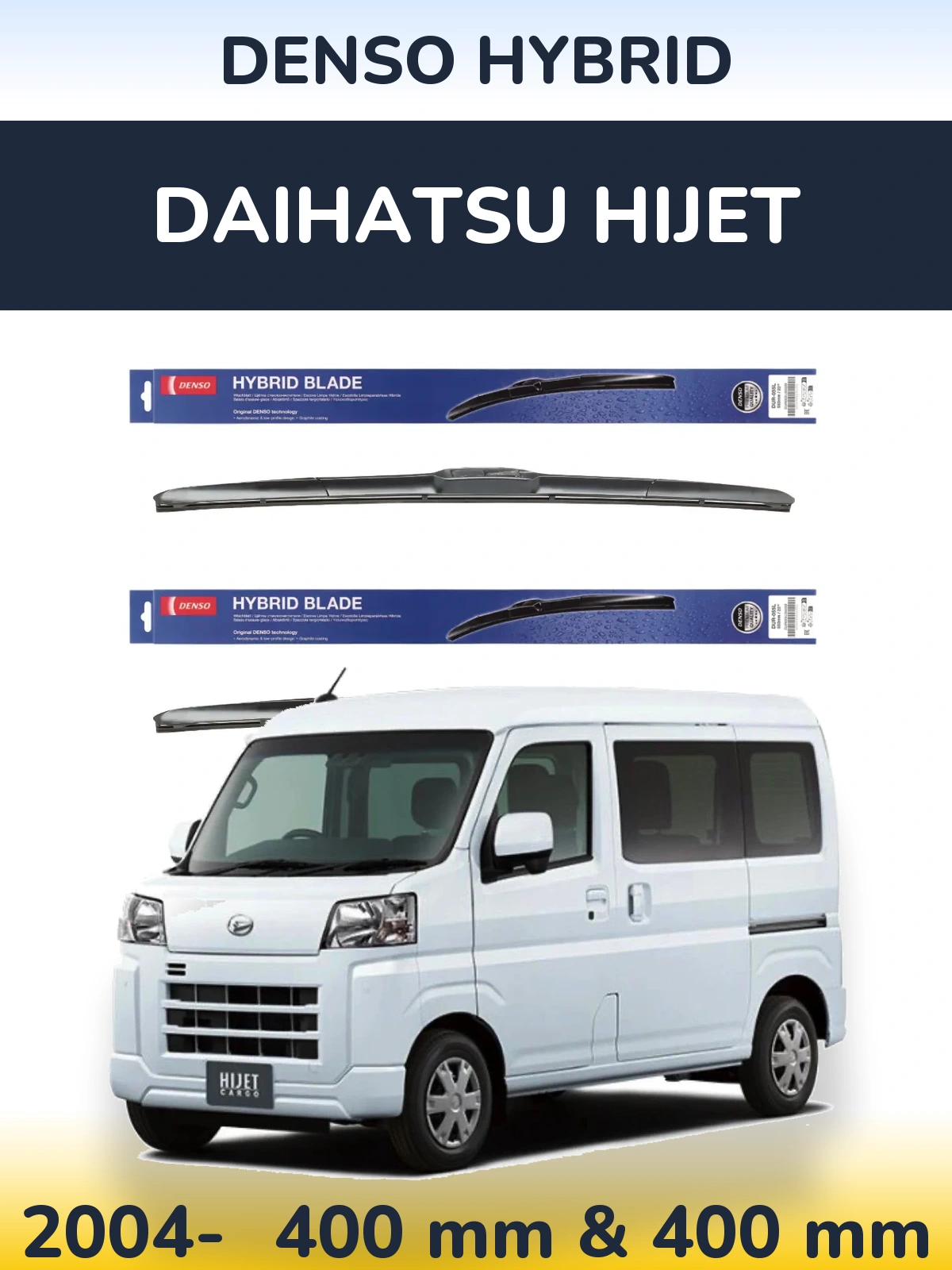Sada předních stěračů Denso Hybrid 400 a 400 mm pro Daihatsu HiJet 2004-2026