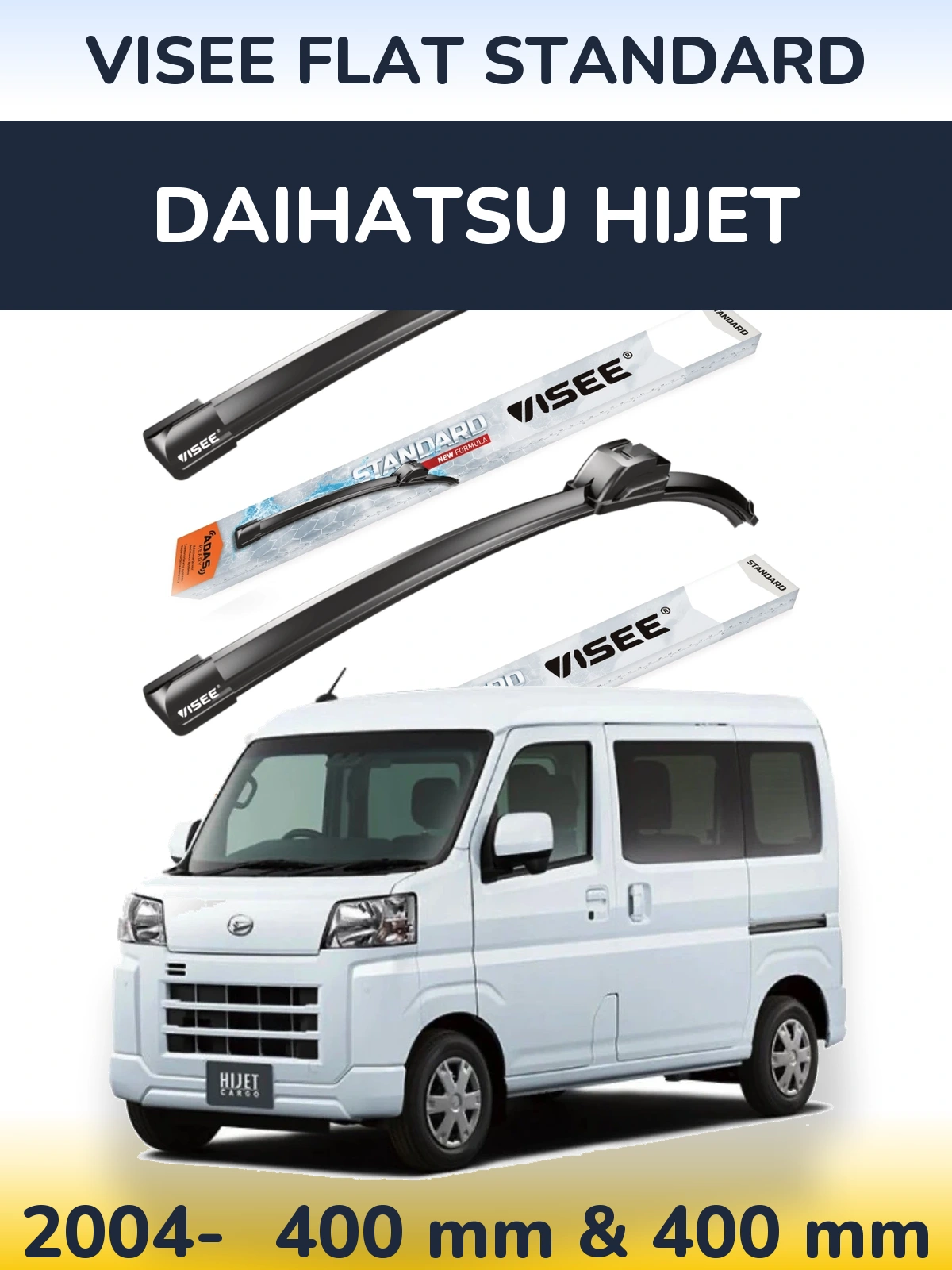 Sada předních stěračů VISEE FLAT STANDARD 400 a 400 mm pro Daihatsu HiJet 2004-2026