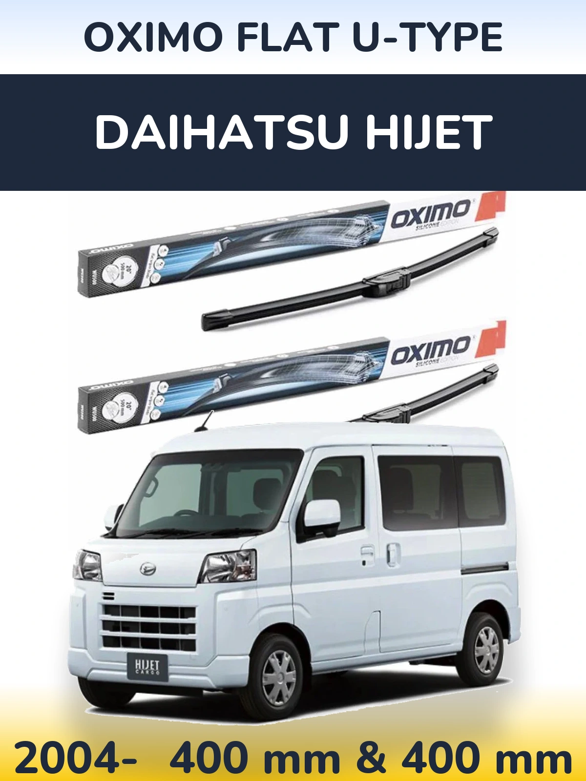 Sada předních stěračů Oximo Flat U-type 400 a 400 mm pro Daihatsu HiJet 2004-2026