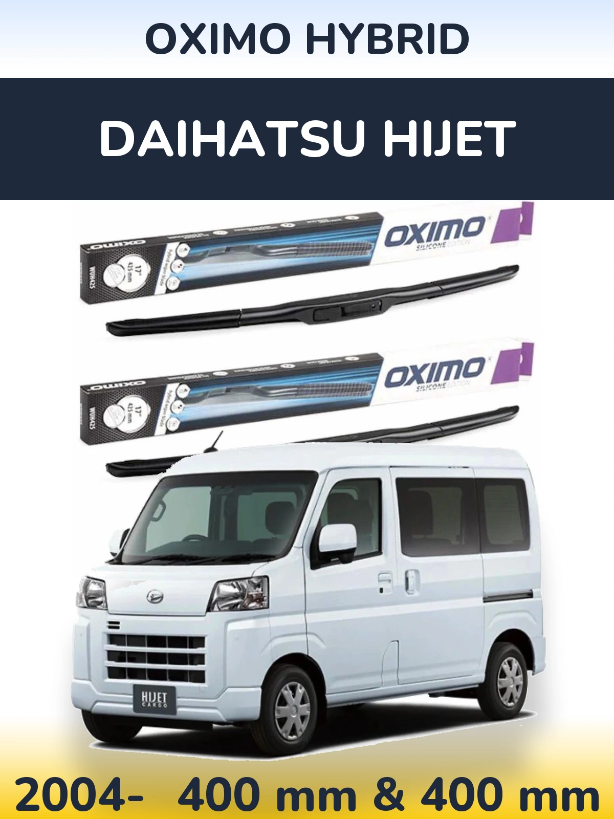 Sada předních stěračů Oximo Hybrid 400 a 400 mm pro Daihatsu HiJet 2004-2026