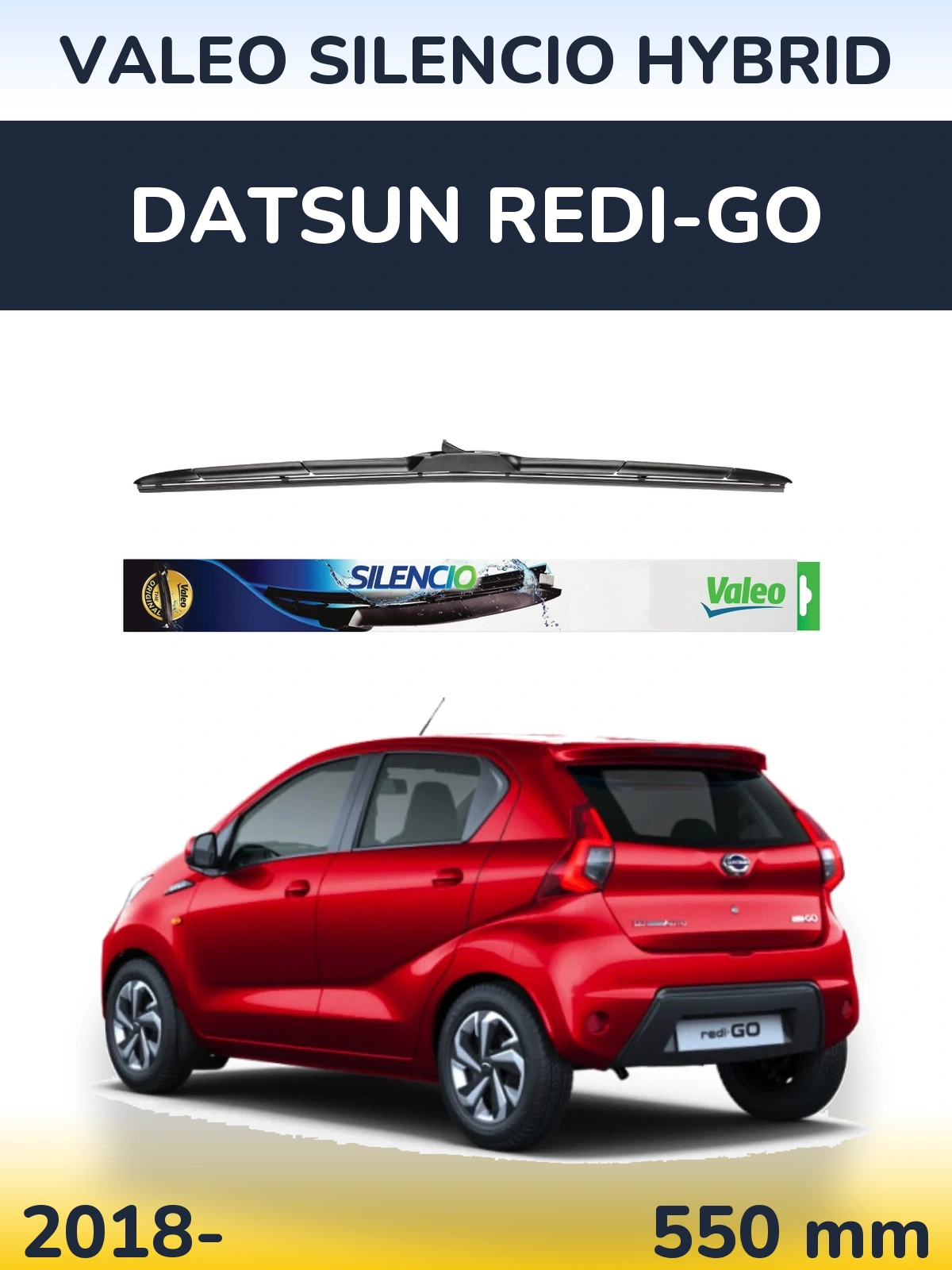 Přední stěrač Valeo Silencio Hybrid 550 mm pro Datsun Redi-Go 2018-2026