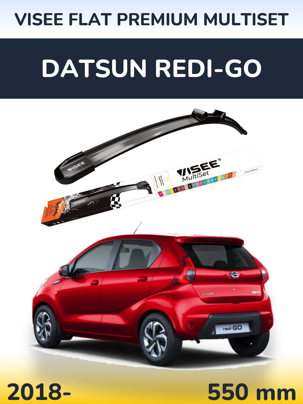 Přední stěrač VISEE FLAT PREMIUM MultiSet 550 mm pro Datsun Redi-Go 2018-2026