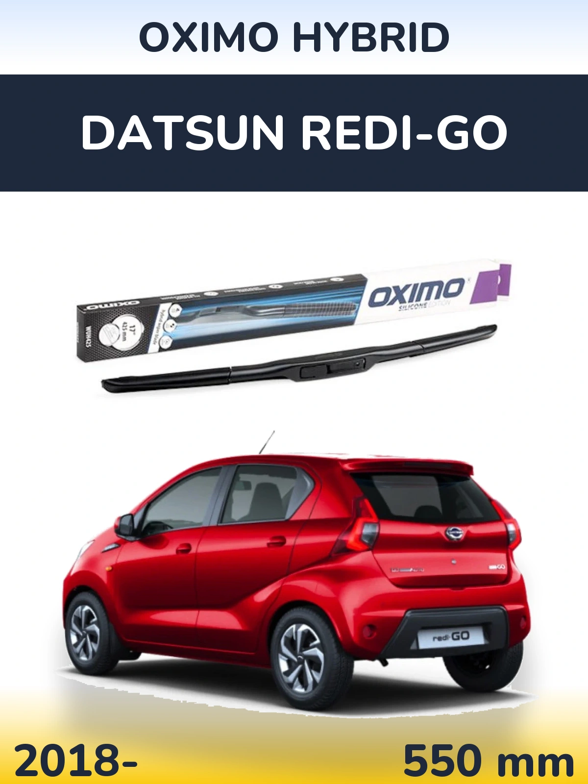 Přední stěrač Oximo Hybrid 550 mm pro Datsun Redi-Go 2018-2026