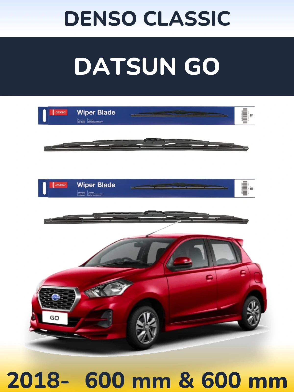 Sada předních stěračů Denso Classic 600 a 600 mm pro Datsun Go 2018-2026