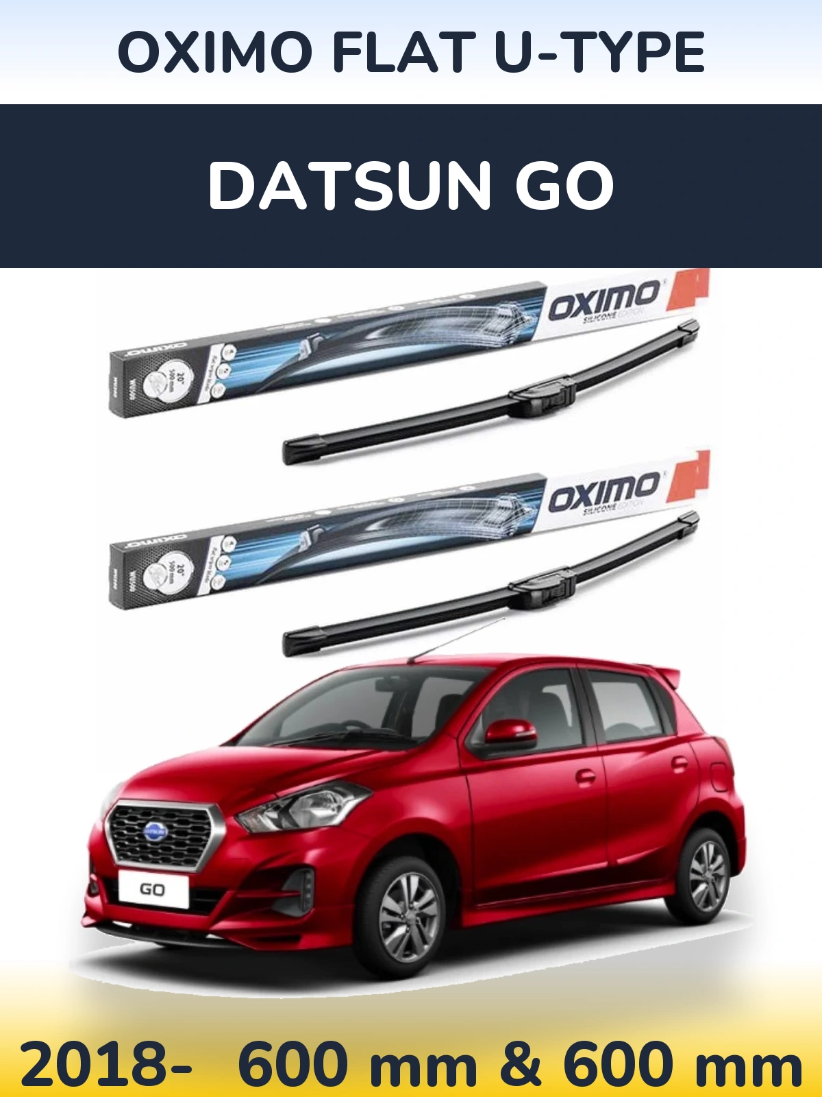 Sada předních stěračů Oximo Flat U-type 600 a 600 mm pro Datsun Go 2018-2026