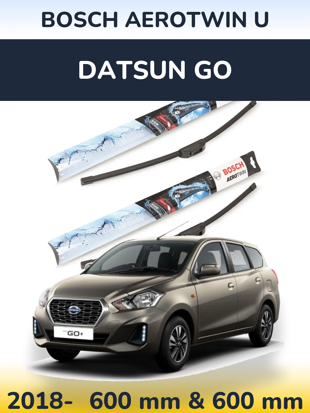 Sada předních stěračů BOSCH AeroTwin U 600 a 600 mm pro Datsun Go 2018-2026