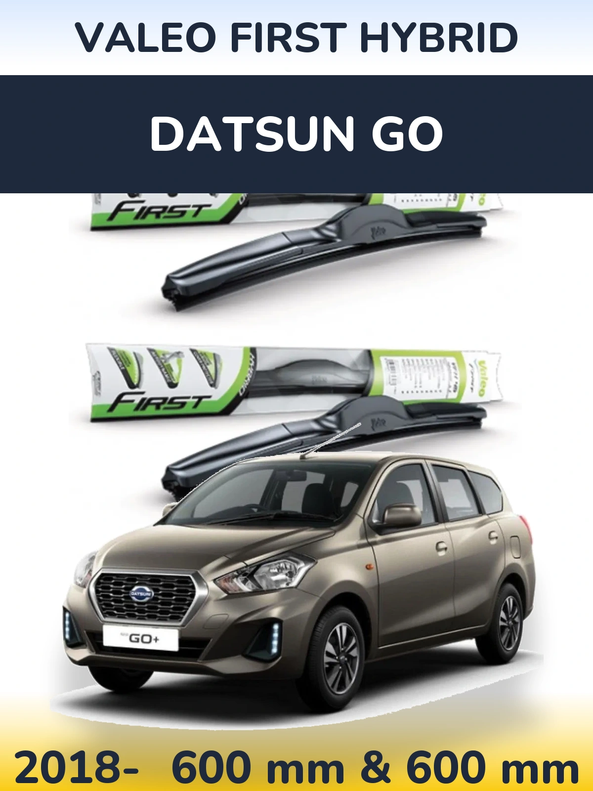 Sada předních stěračů Valeo First Hybrid 600 a 600 mm pro Datsun Go 2018-2026