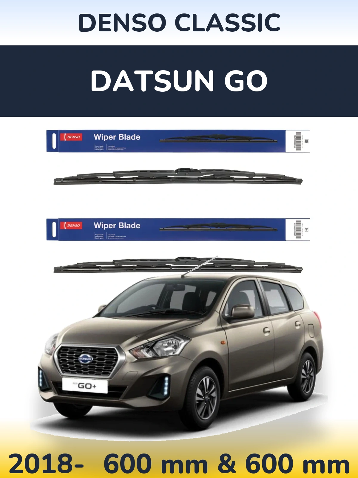 Комплект передніх щіток Denso Classic 600 & 600 мм для Datsun Go 2018-2026