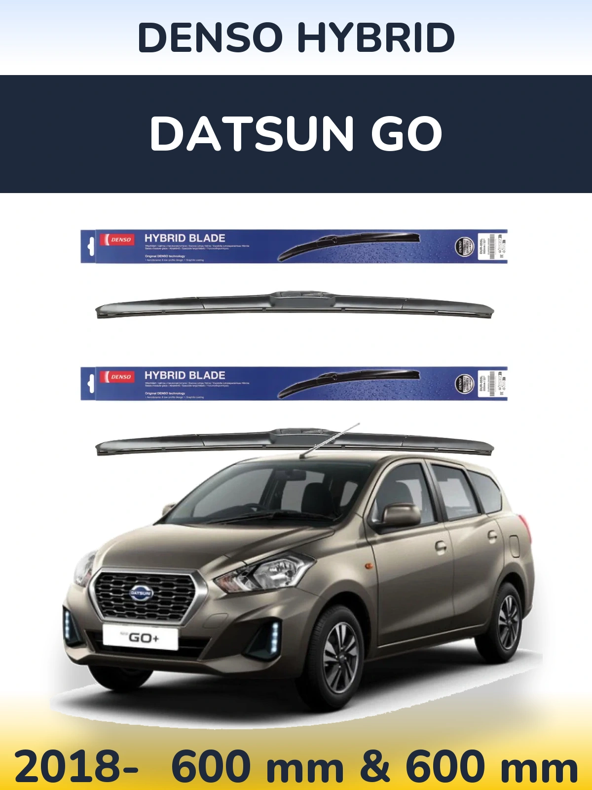 Sada předních stěračů Denso Hybrid 600 a 600 mm pro Datsun Go 2018-2026