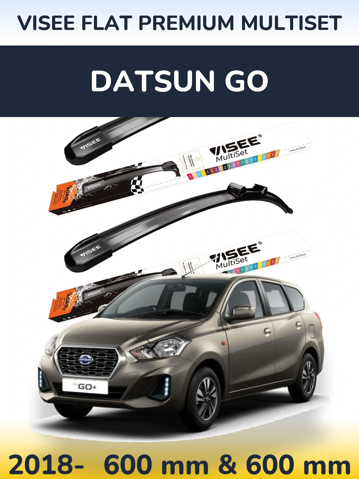 Sada předních stěračů VISEE FLAT PREMIUM MultiSet 600 a 600 mm pro Datsun Go 2018-2026