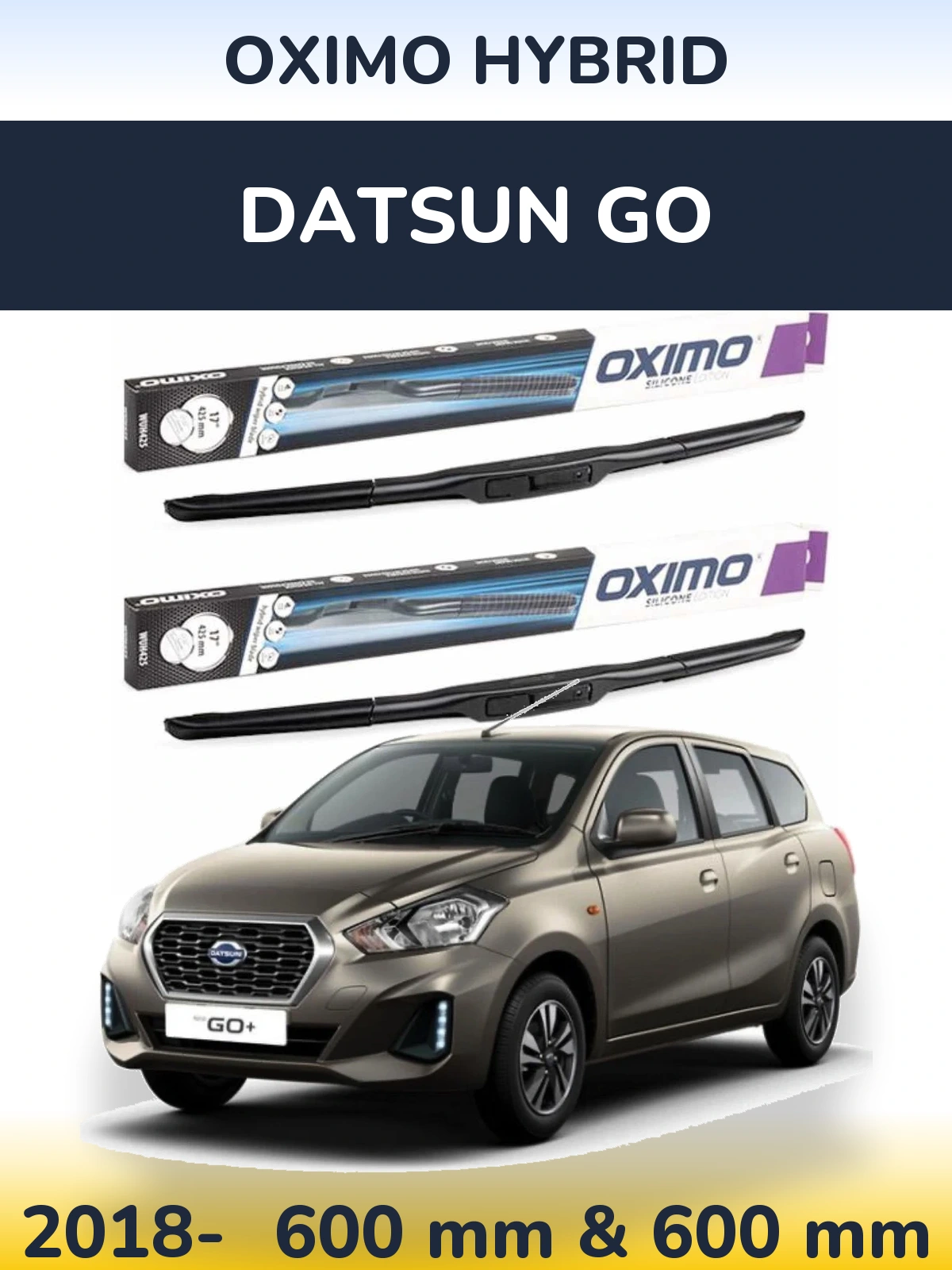 Sada předních stěračů Oximo Hybrid 600 a 600 mm pro Datsun Go 2018-2026