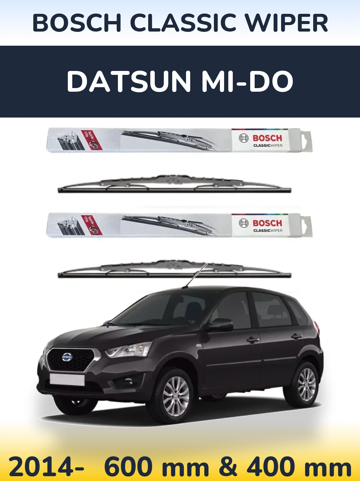 Sada předních stěračů BOSCH Classic Wiper 600 a 400 mm pro Datsun mi-DO 2014-2026
