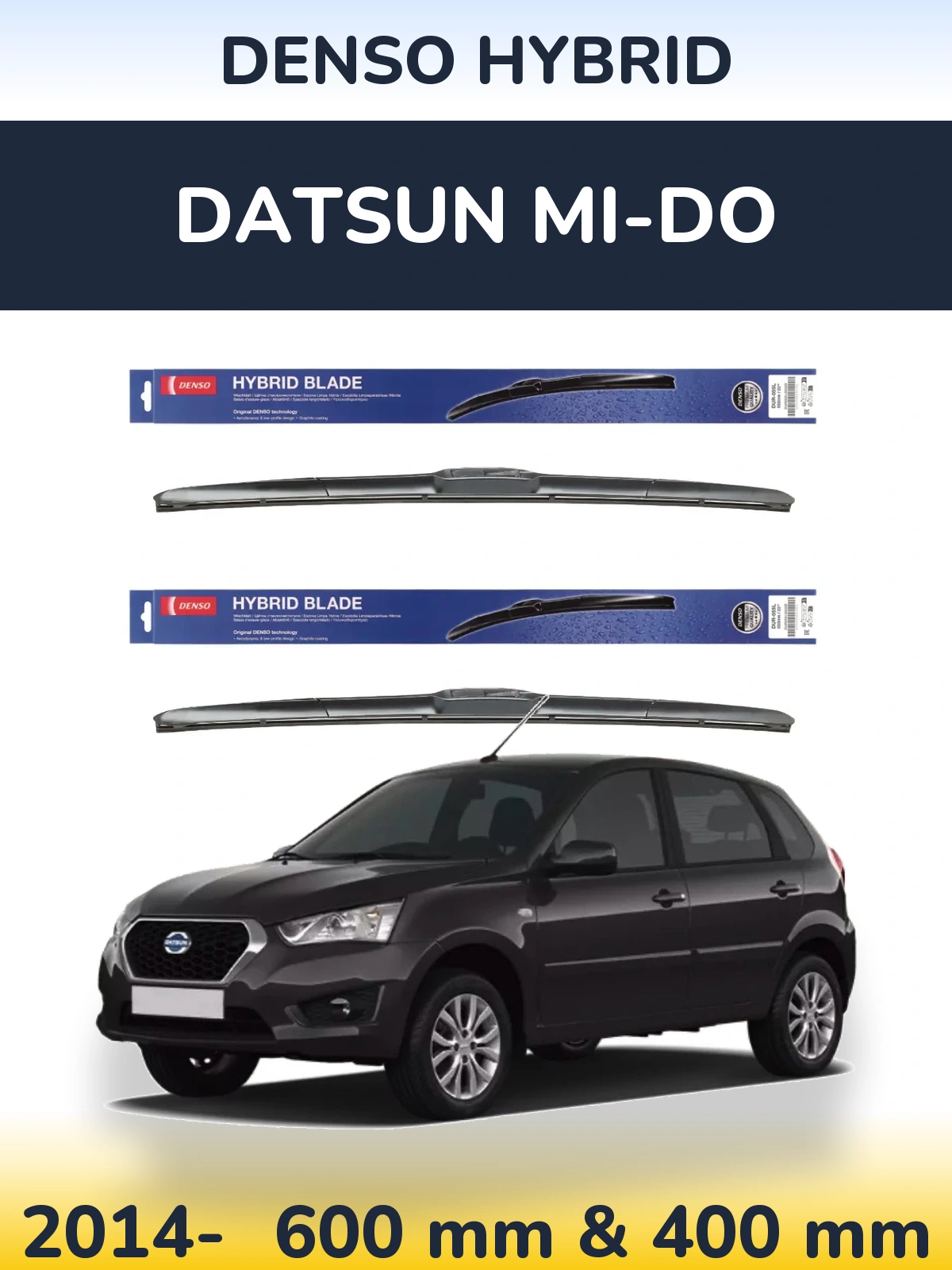 Sada předních stěračů Denso Hybrid 600 a 400 mm pro Datsun mi-DO 2014-2026