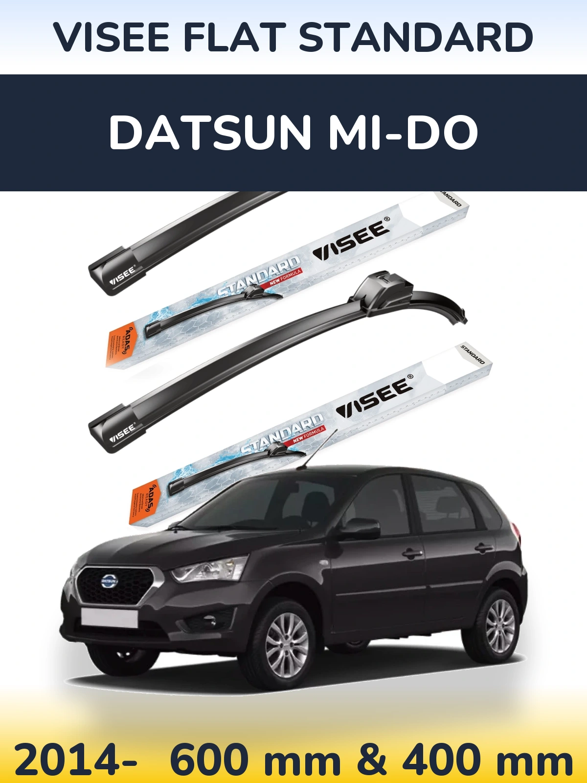 Sada předních stěračů VISEE FLAT STANDARD 600 a 400 mm pro Datsun mi-DO 2014-2026