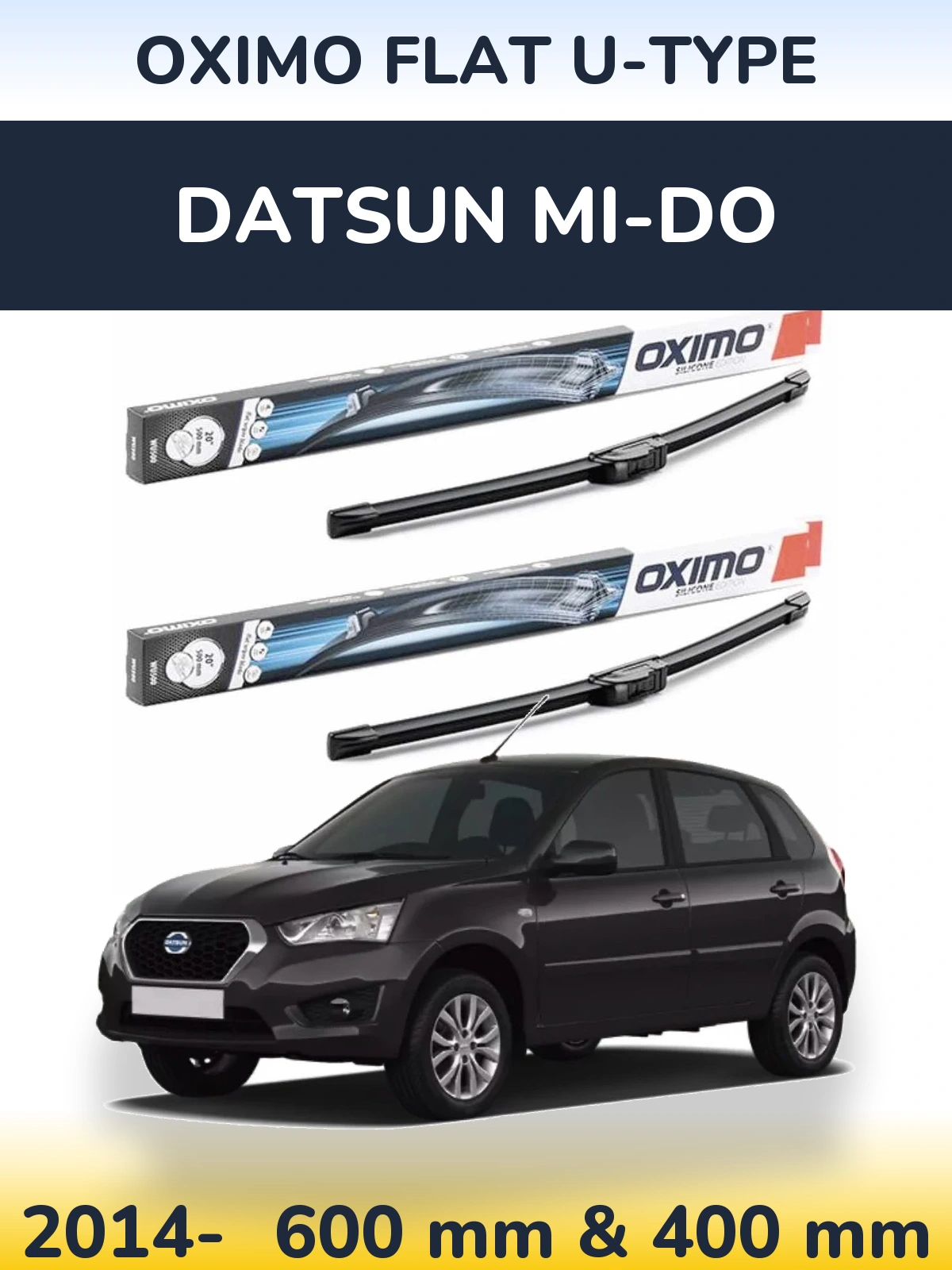 Sada předních stěračů Oximo Flat U-type 600 a 400 mm pro Datsun mi-DO 2014-2026
