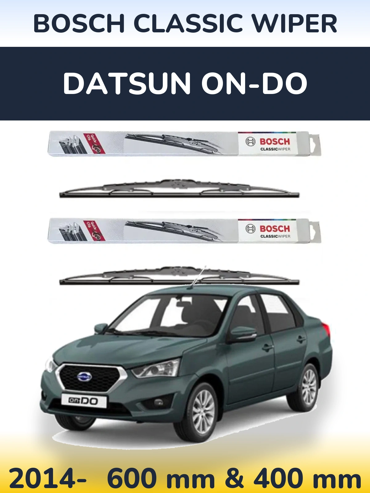 Sada předních stěračů BOSCH Classic Wiper 600 a 400 mm pro Datsun on-DO 2014-2026