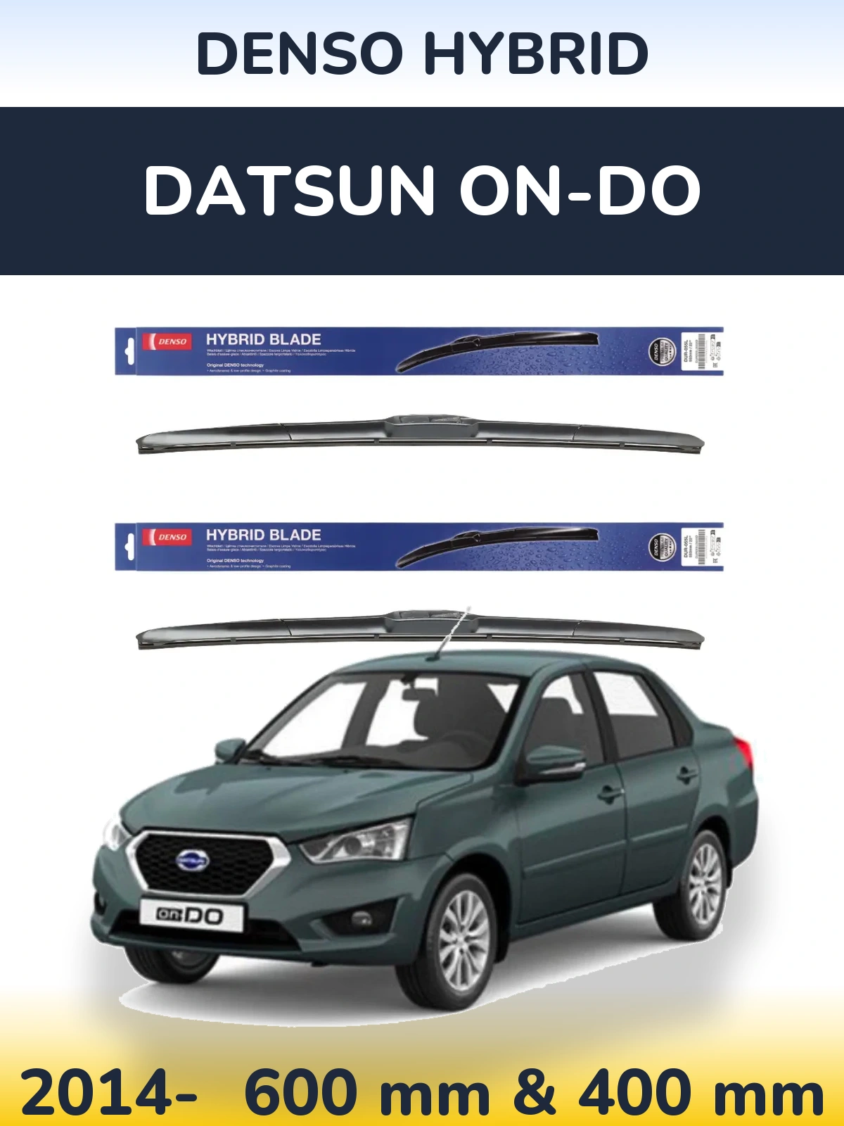 Sada předních stěračů Denso Hybrid 600 a 400 mm pro Datsun on-DO 2014-2026