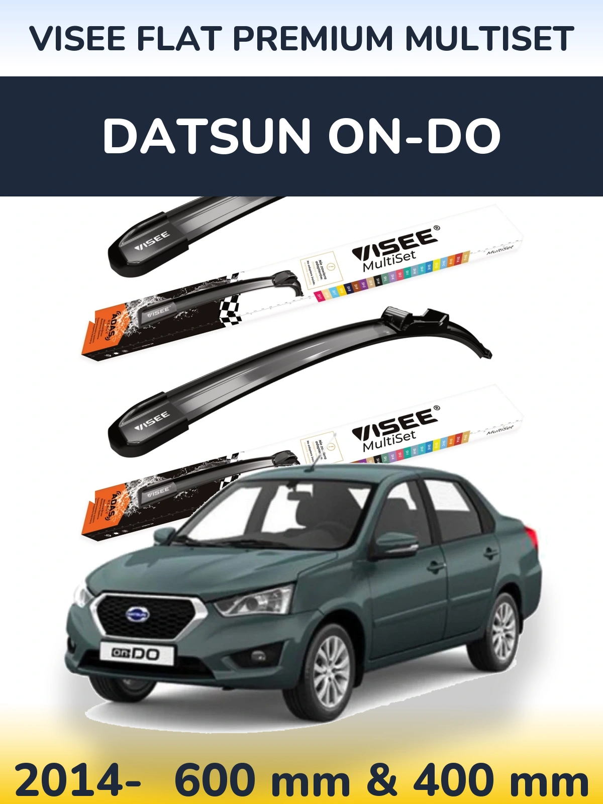 Комплект передніх щіток VISEE FLAT PREMIUM MultiSet 600 & 400 мм для Datsun on-DO 2014-2026