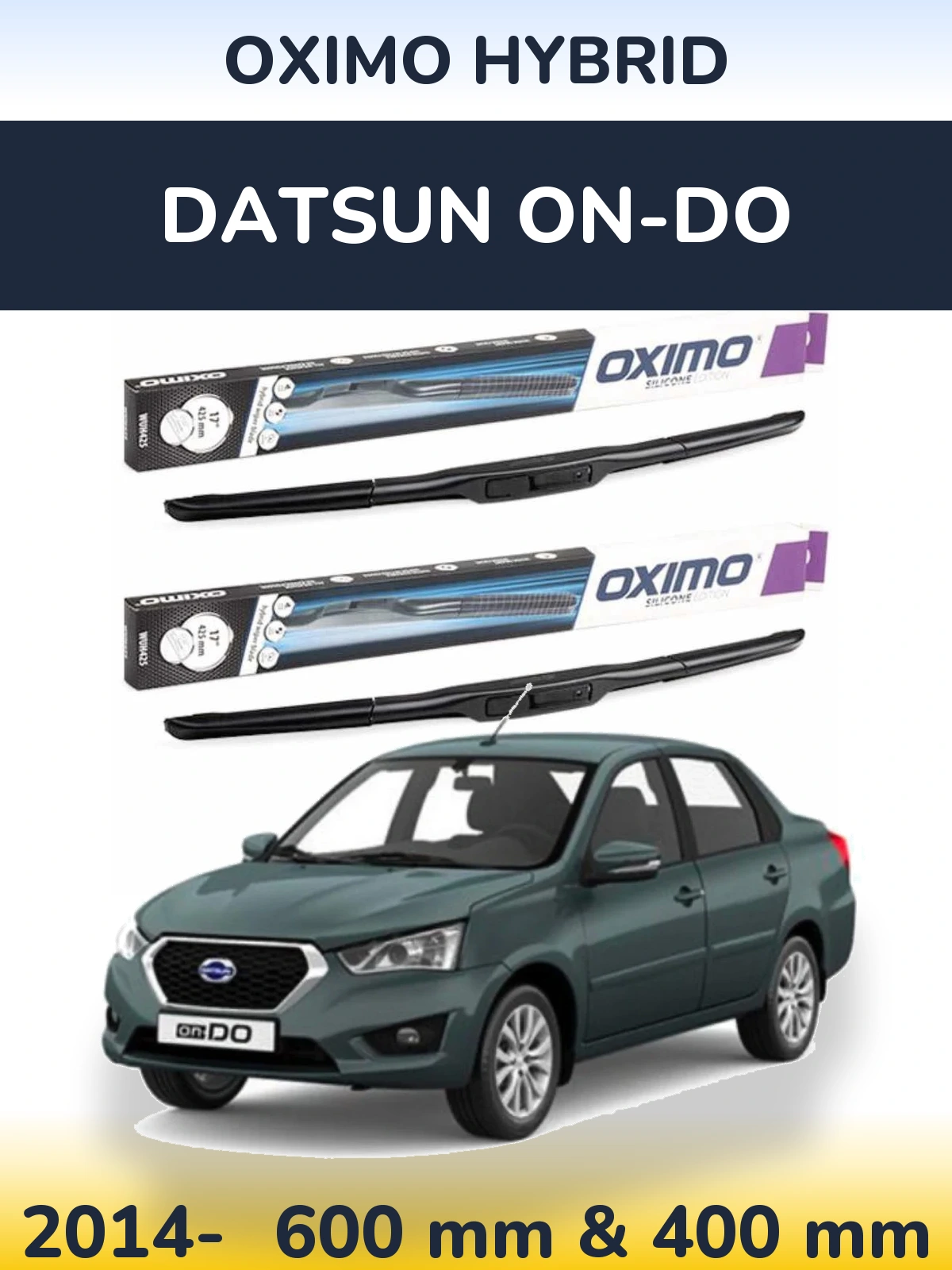 Sada předních stěračů Oximo Hybrid 600 a 400 mm pro Datsun on-DO 2014-2026