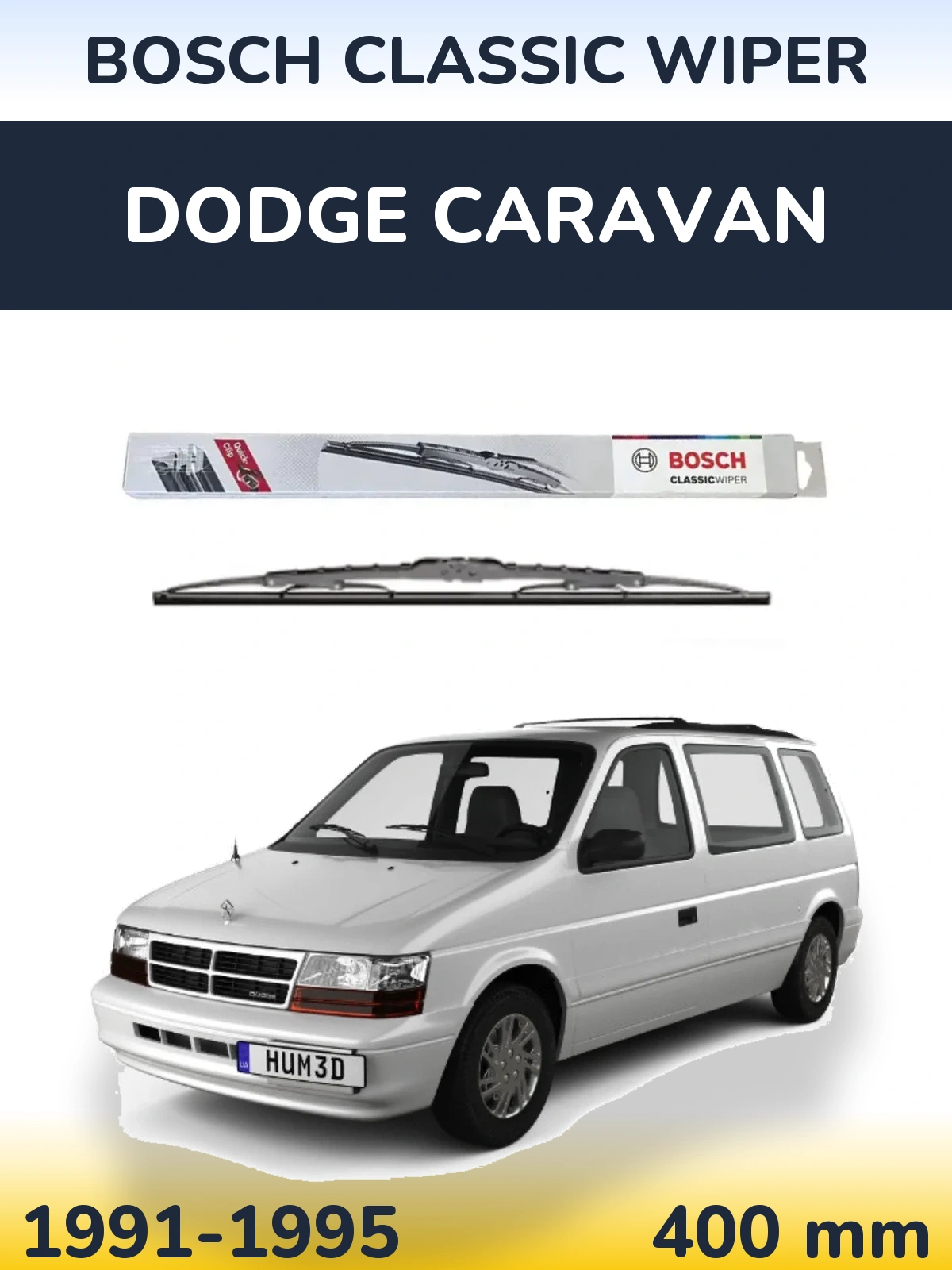 Zadní stěrač BOSCH Classic Wiper 400 mm pro Dodge Caravan 1991-1995