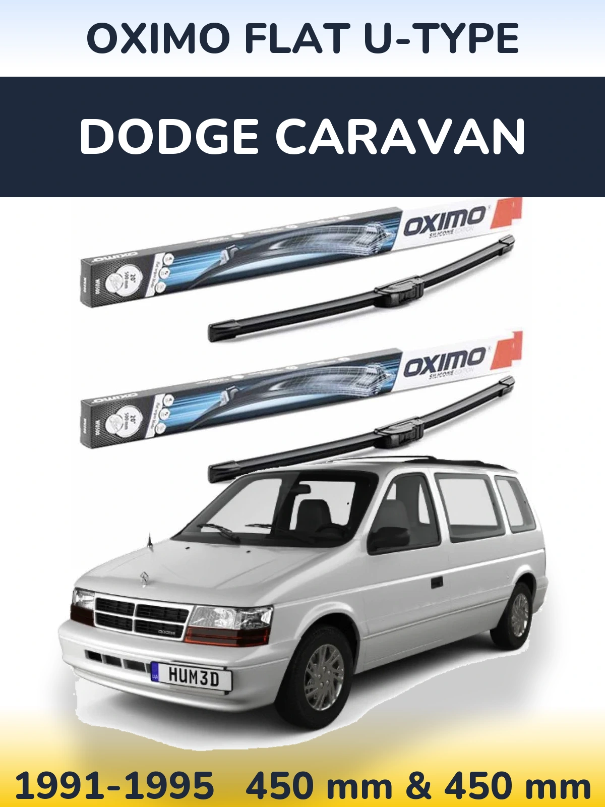 Sada předních stěračů Oximo Flat U-type 450 a 450 mm pro Dodge Caravan 1991-1995