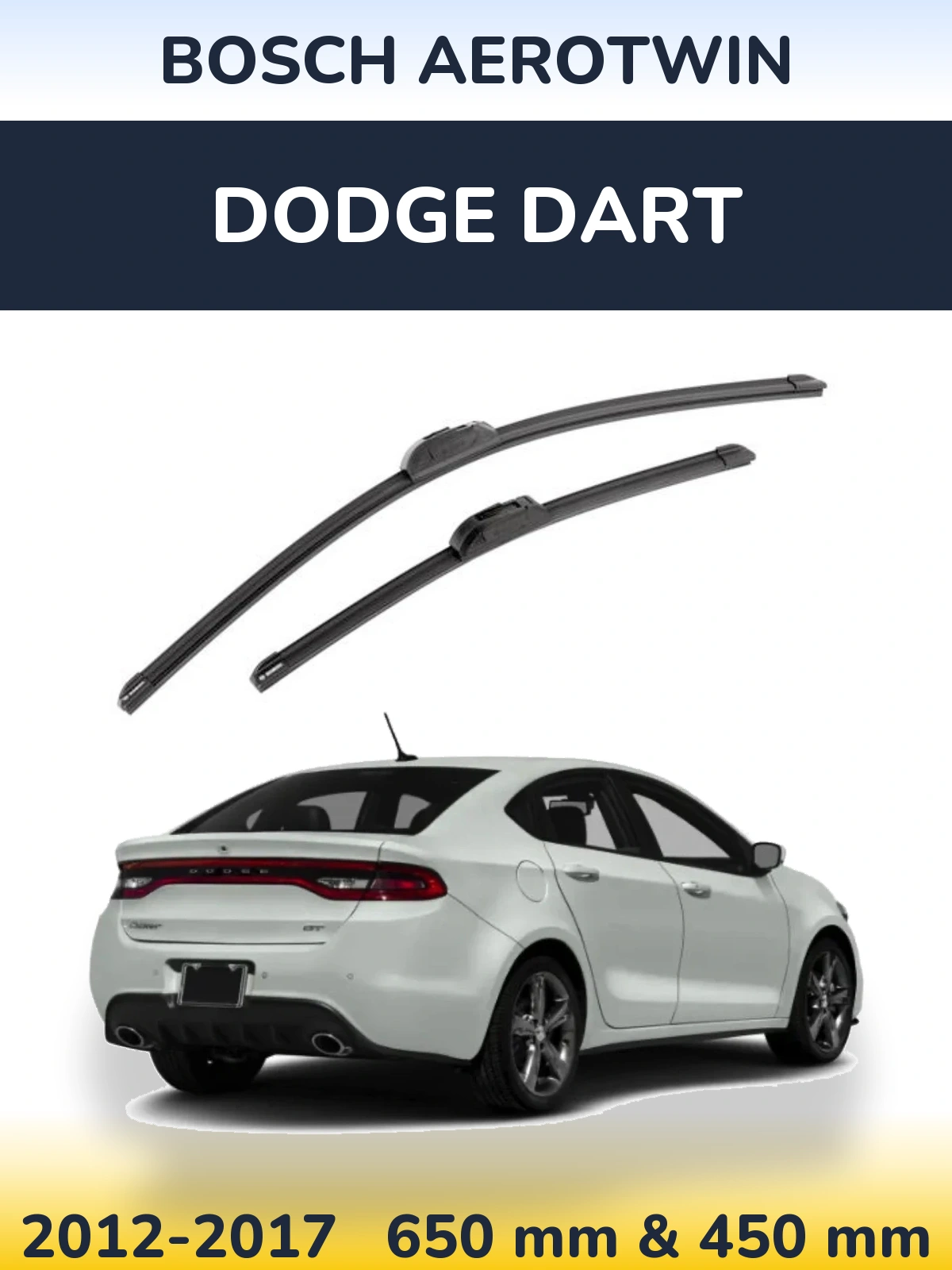 Sada předních stěračů BOSCH AeroTwin 650 a 450 mm pro Dodge Dart 2012-2017
