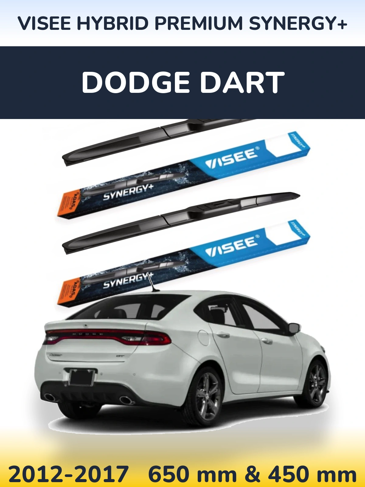 Sada předních stěračů VISEE HYBRID PREMIUM SYNERGY+ 650 a 450 mm pro Dodge Dart 2012-2017